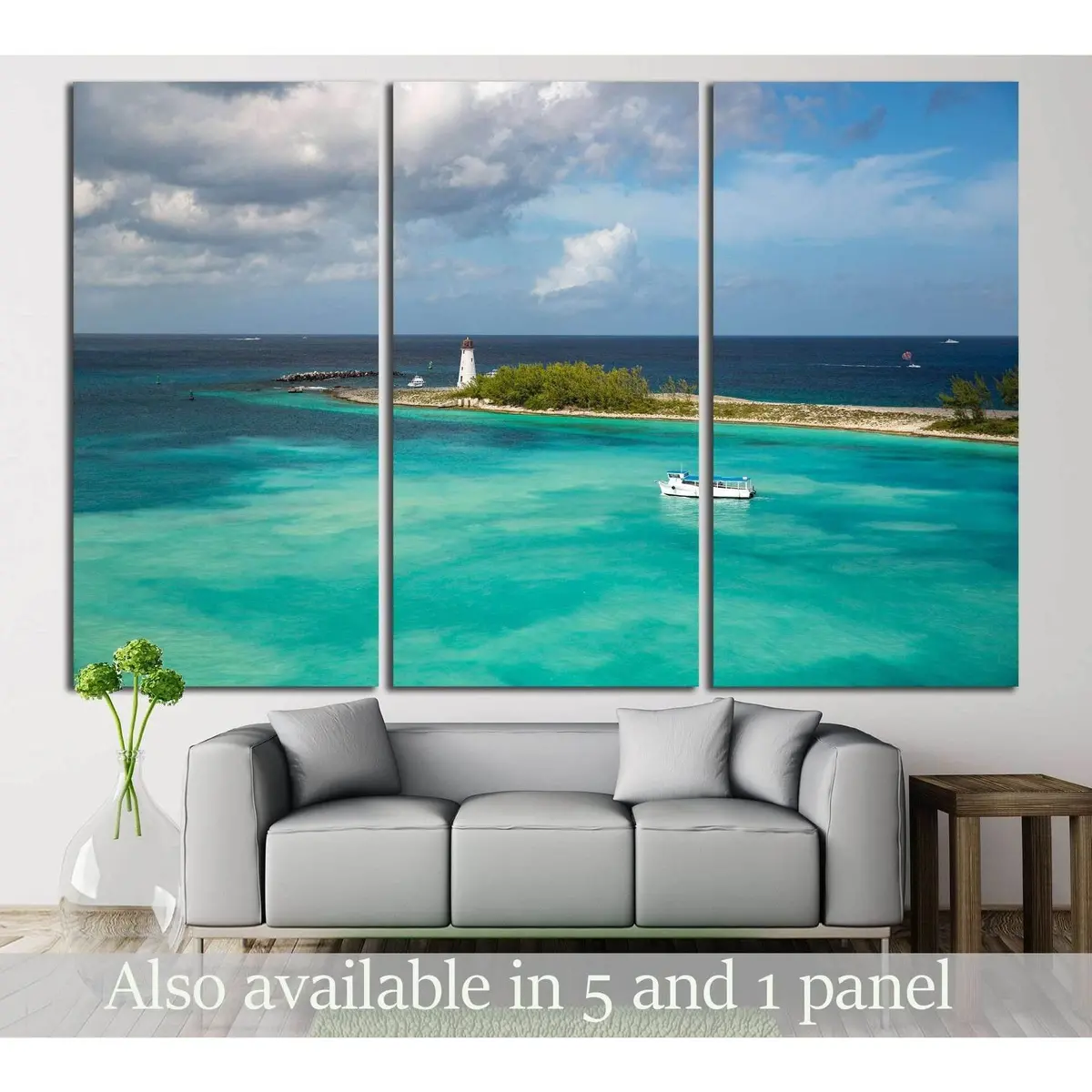Boat. Lighthouse. Paradise Island. Nassau. Bahamas №3104 Ready To Hang Canvas Print 5