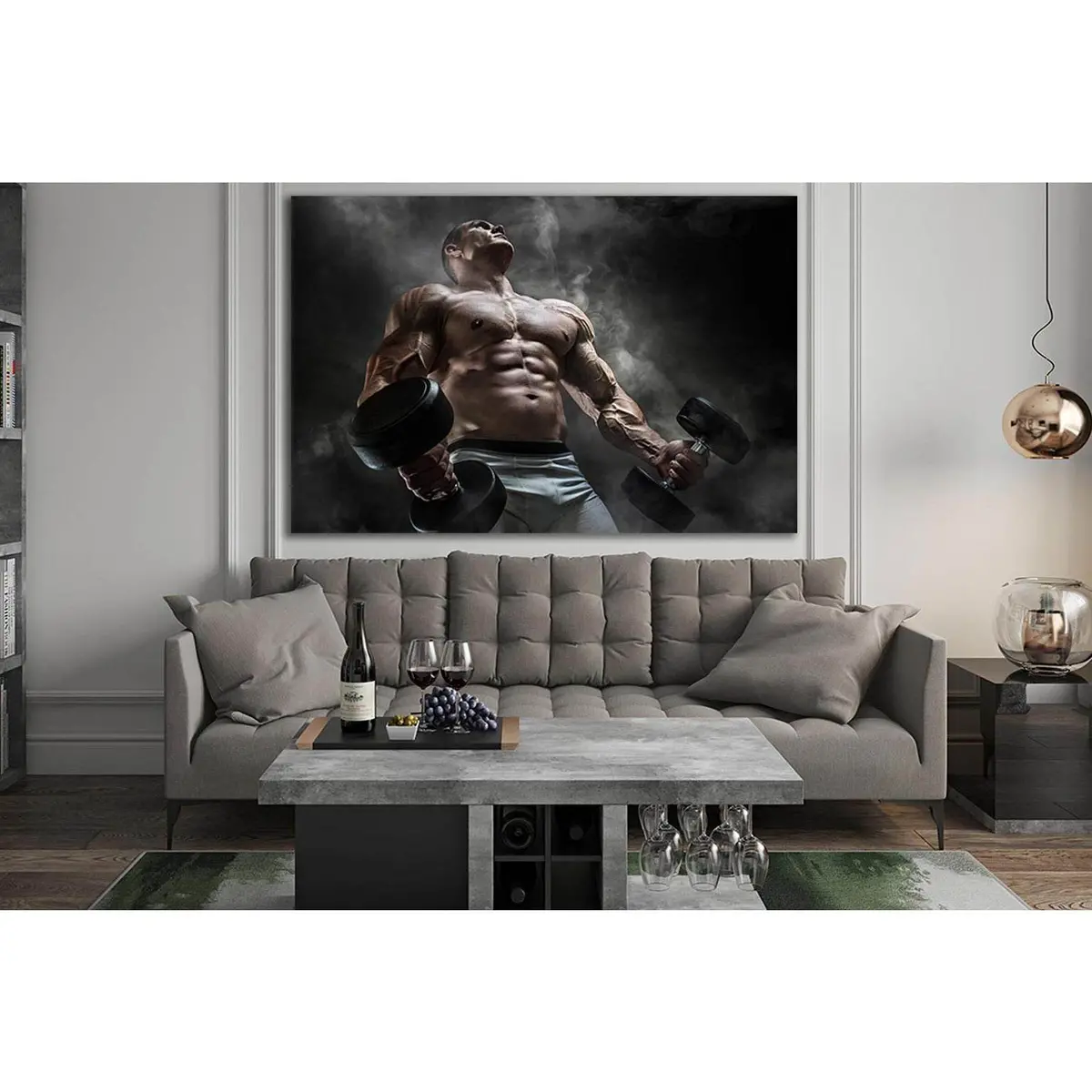 Bodybuilding Man With Dumbbells №Sl899 Ready To Hang Canvas Print 1