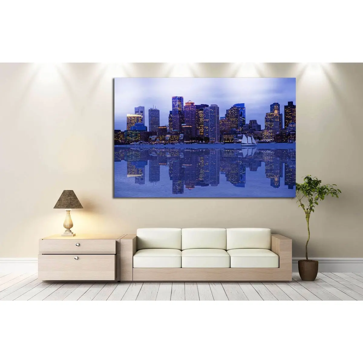 Boston Cityscape №130 Ready To Hang Canvas Print 3
