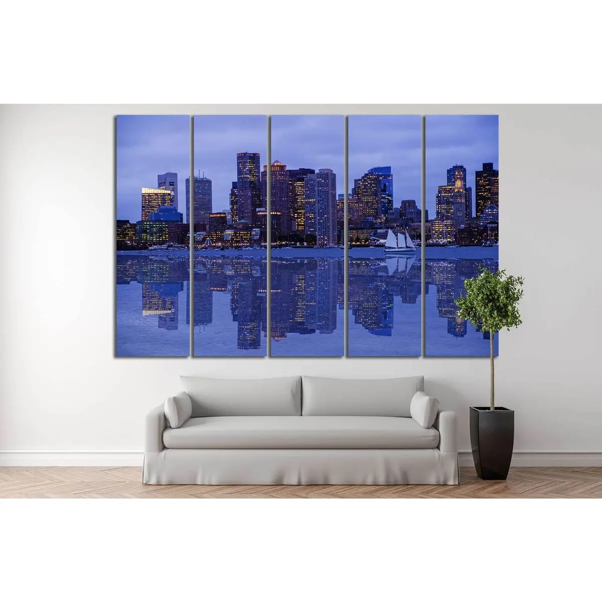Boston Skyline Canvas Art Print #130 – Pre-Installed Hanging Hardware - Image 3