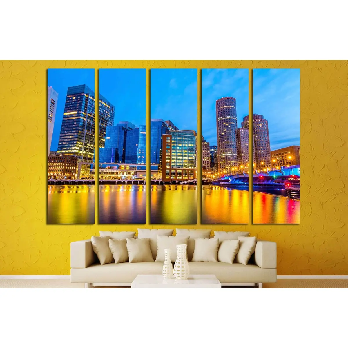 Twilight View of Boston Harbor & Financial District Canvas Wall Art – Ready-to-Hang Print - Image 3