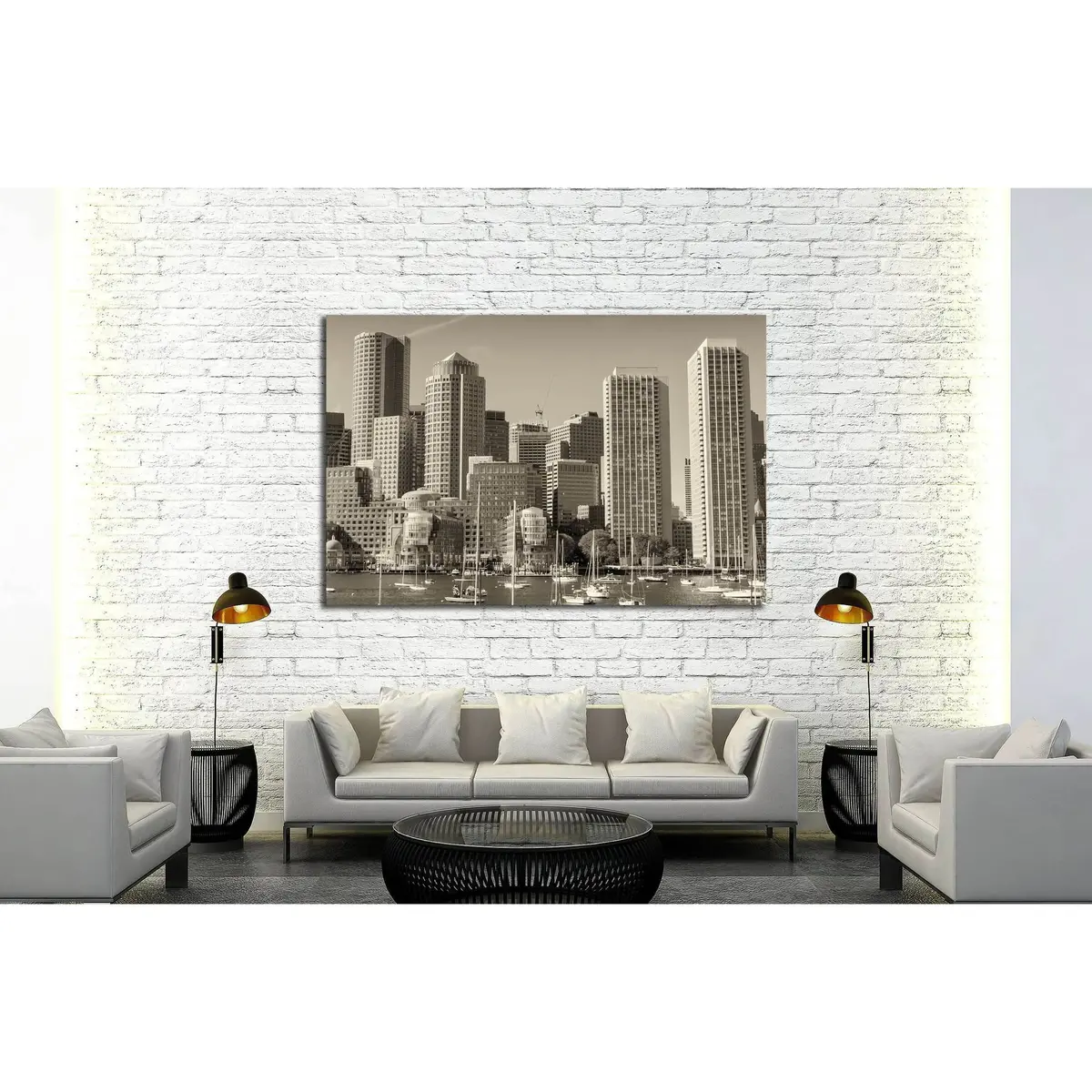 Boston Skyline From The Sea №2204 Ready To Hang Canvas Print 3