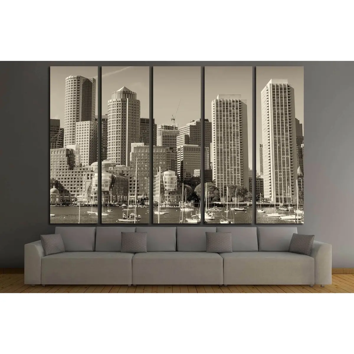Boston Skyline Seaside View #2204 – Ready-to-Hang Canvas Art - Image 3
