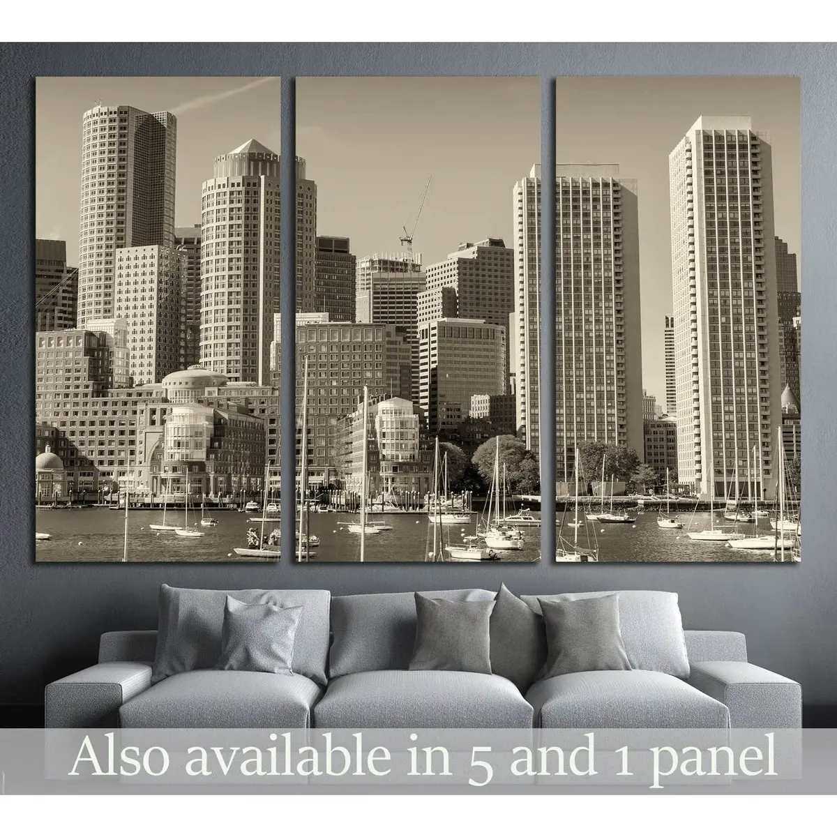 Boston Skyline From The Sea №2204 Ready To Hang Canvas Print 5