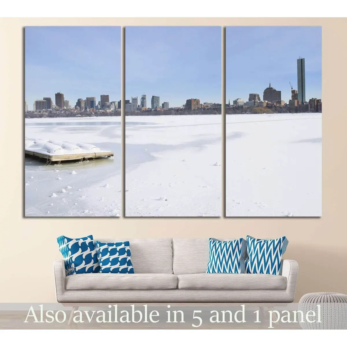 Boston Skyline In The Winter №1127 Ready To Hang Canvas Print 5