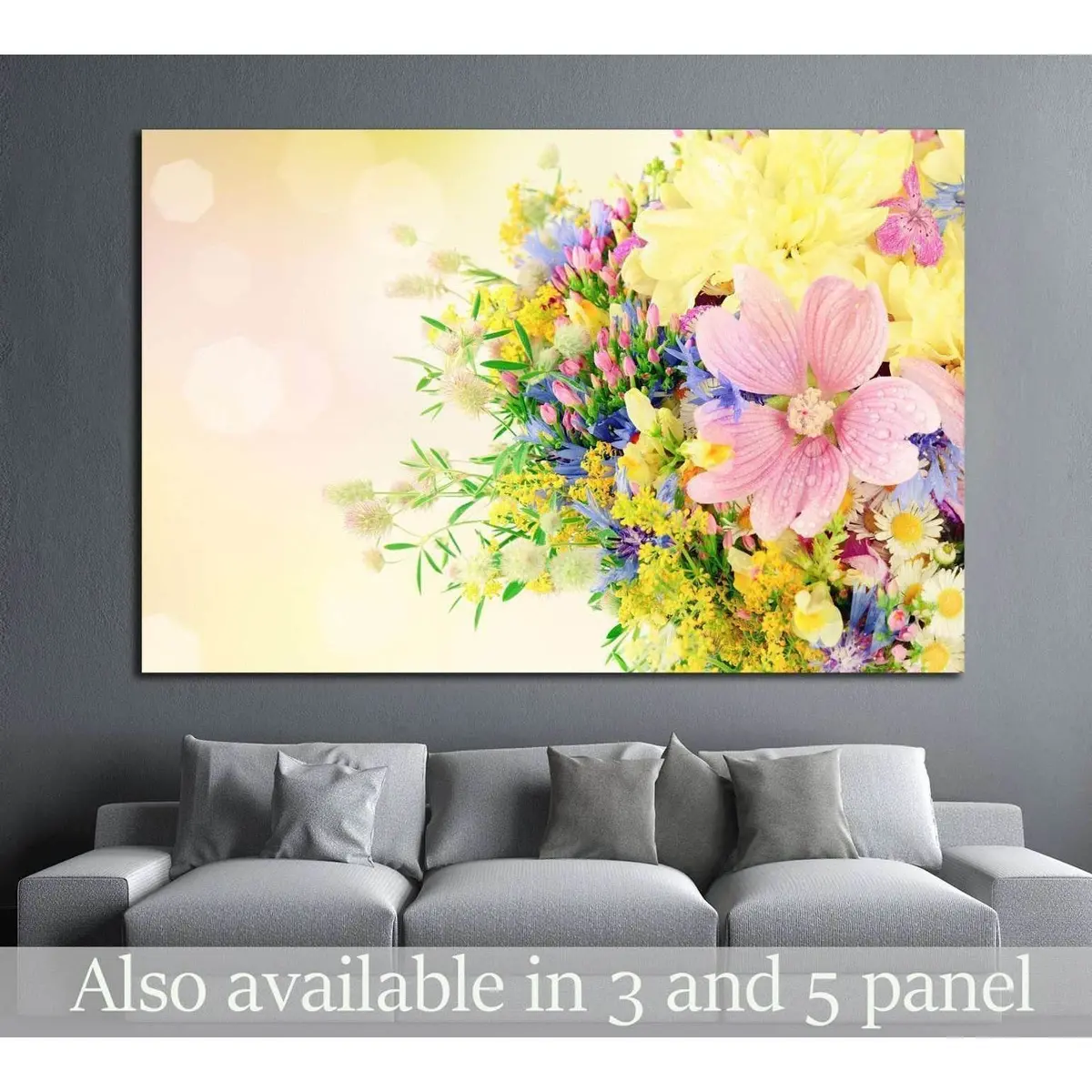 Bouquet Of Summer Flowers With Bokeh №1340 Ready To Hang Canvas Print 1