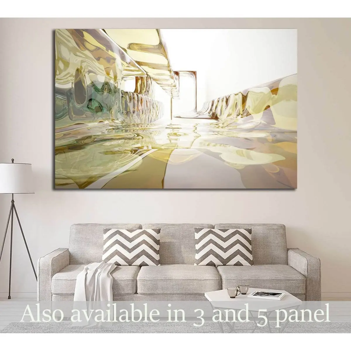 Brawn, Yellow And Blue Glass Smoth Wave Objects №1609 Ready To Hang Canvas Print 1