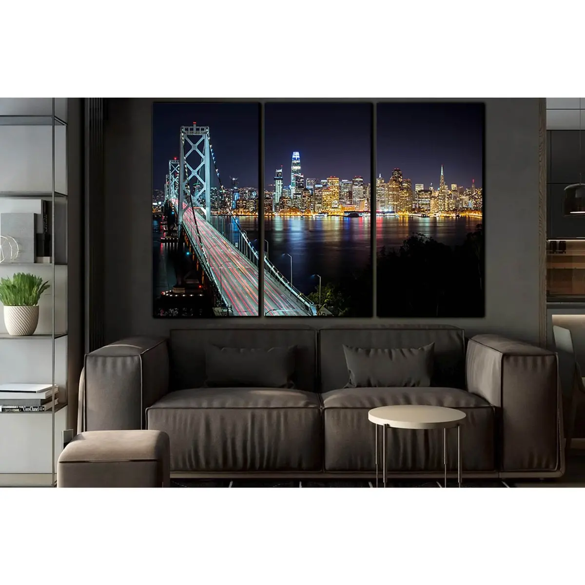 Bridge And Cityscape At Night №Sl1457 Ready To Hang Canvas Print 5