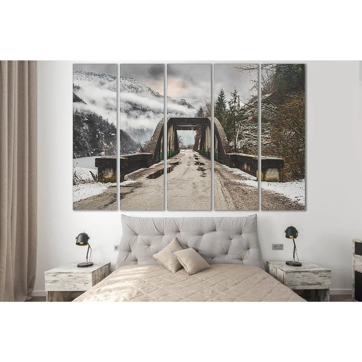 Mountain Bridge Canvas Art Print №SL1115 – Pre-Stretched & Ready to Hang