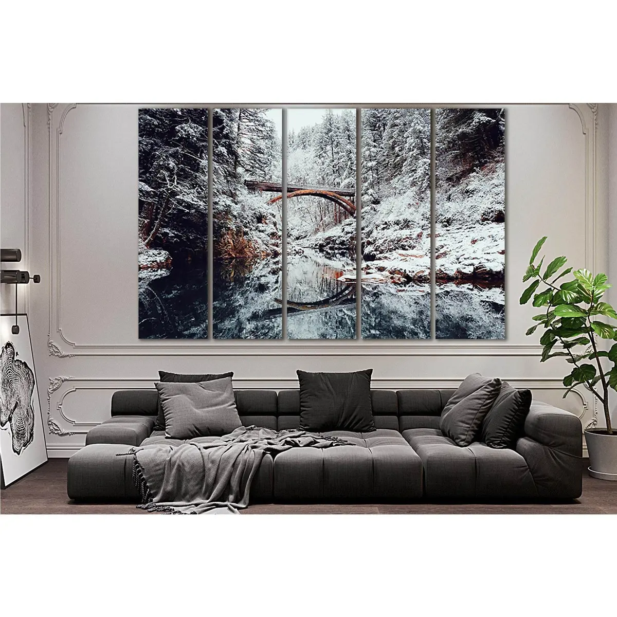 Winter Mountain Bridge Canvas Art №SL1143 – Premium Ready-to-Hang Wall Decor