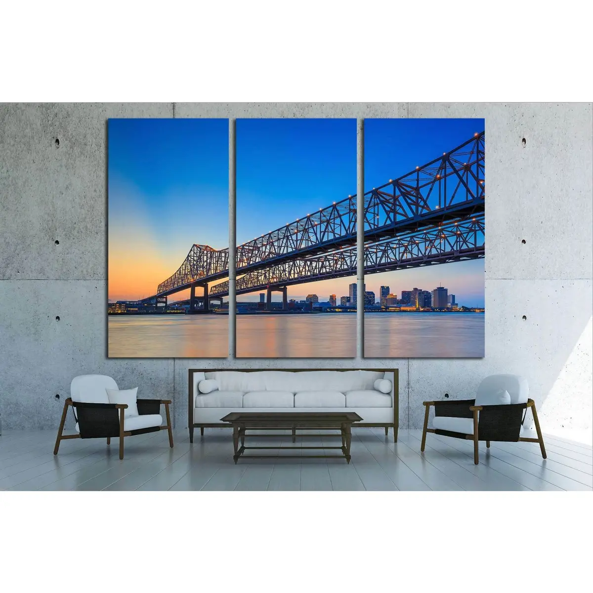 Bridge On The Mississippi River And Downtown New Orleans Louisiana №1728 Ready To Hang Canvas Print 5