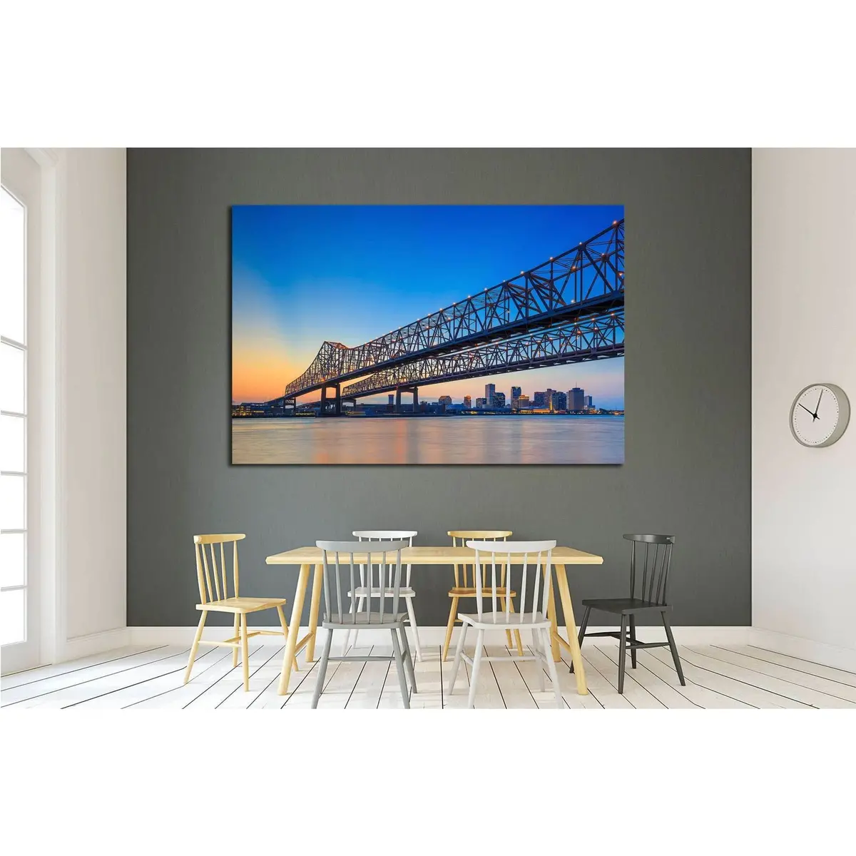 Bridge On The Mississippi River And Downtown New Orleans Louisiana №1728 Ready To Hang Canvas Print 3