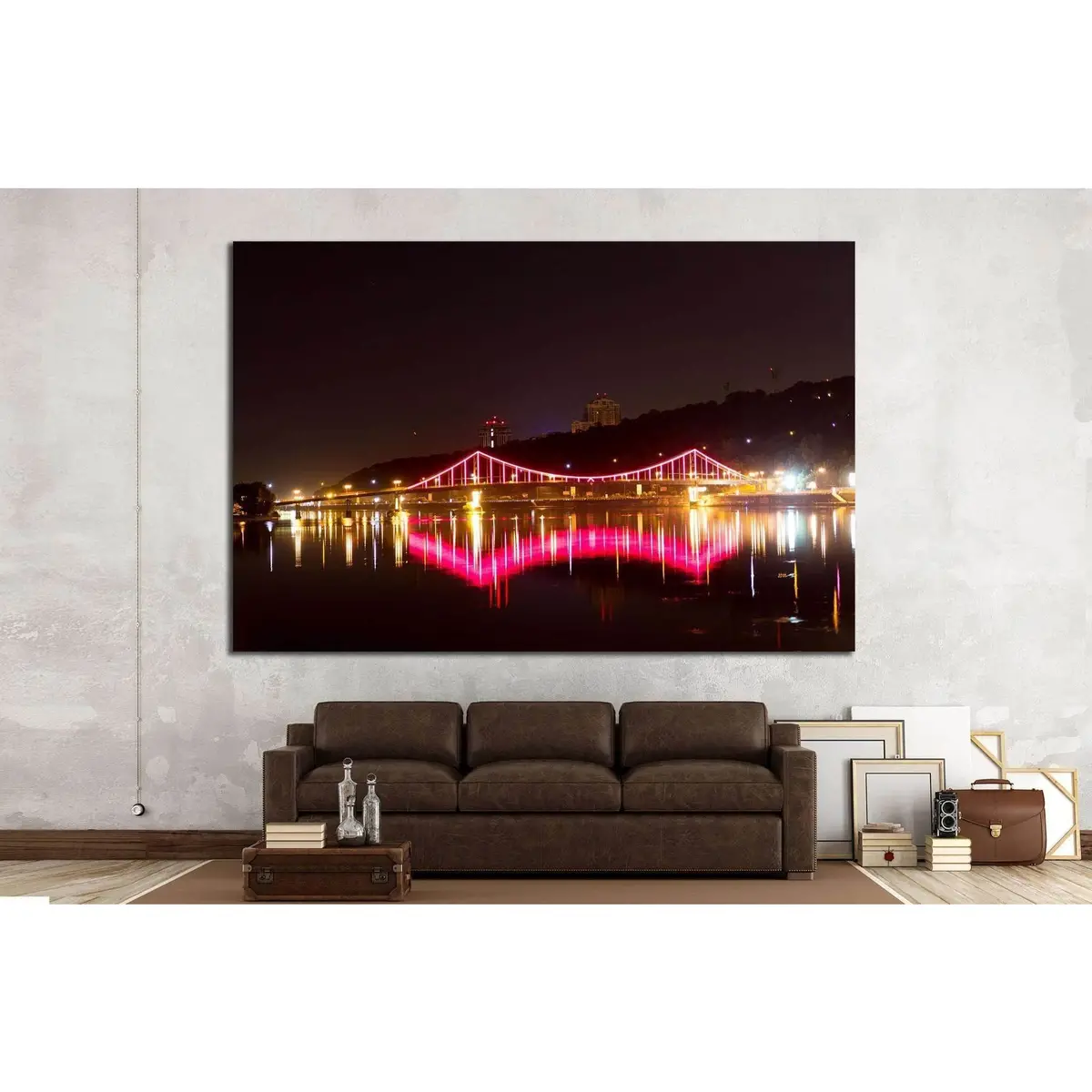 Bright Bridge Over The River, Ukraine №814 Ready To Hang Canvas Print 2