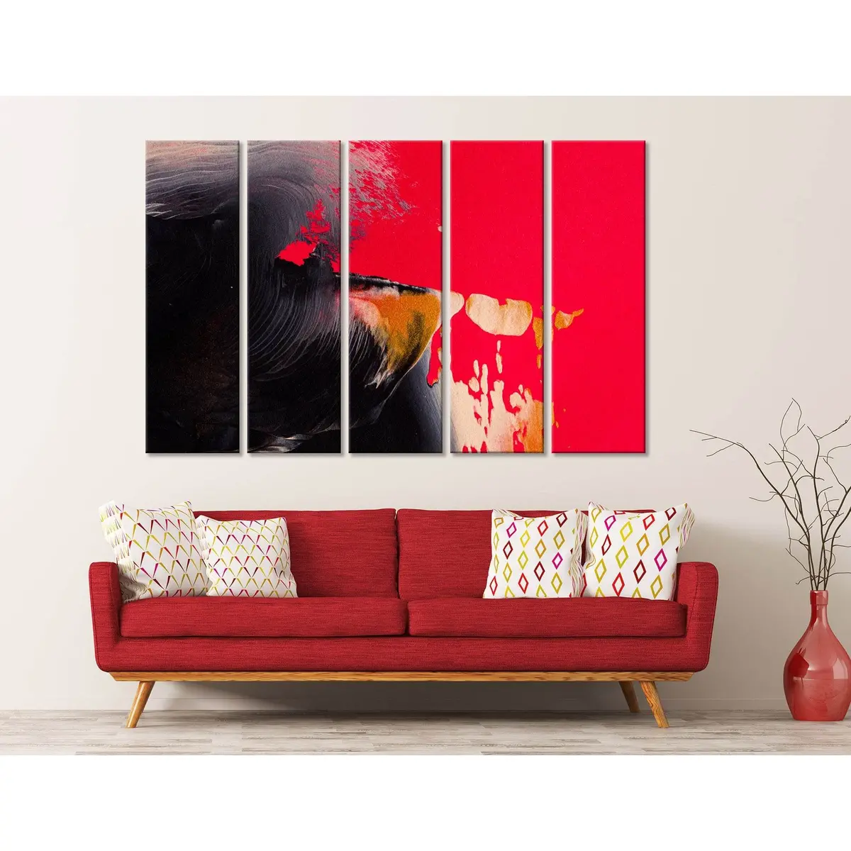 Crimson and Black Abstract Canvas Art Print #04407 – Premium Ready-to-Hang Wall Decor