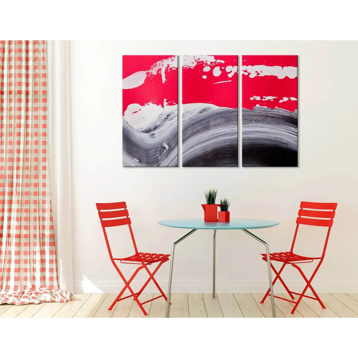 Bright Crimson And Gray Abstract №04124 Ready To Hang Canvas Print 5