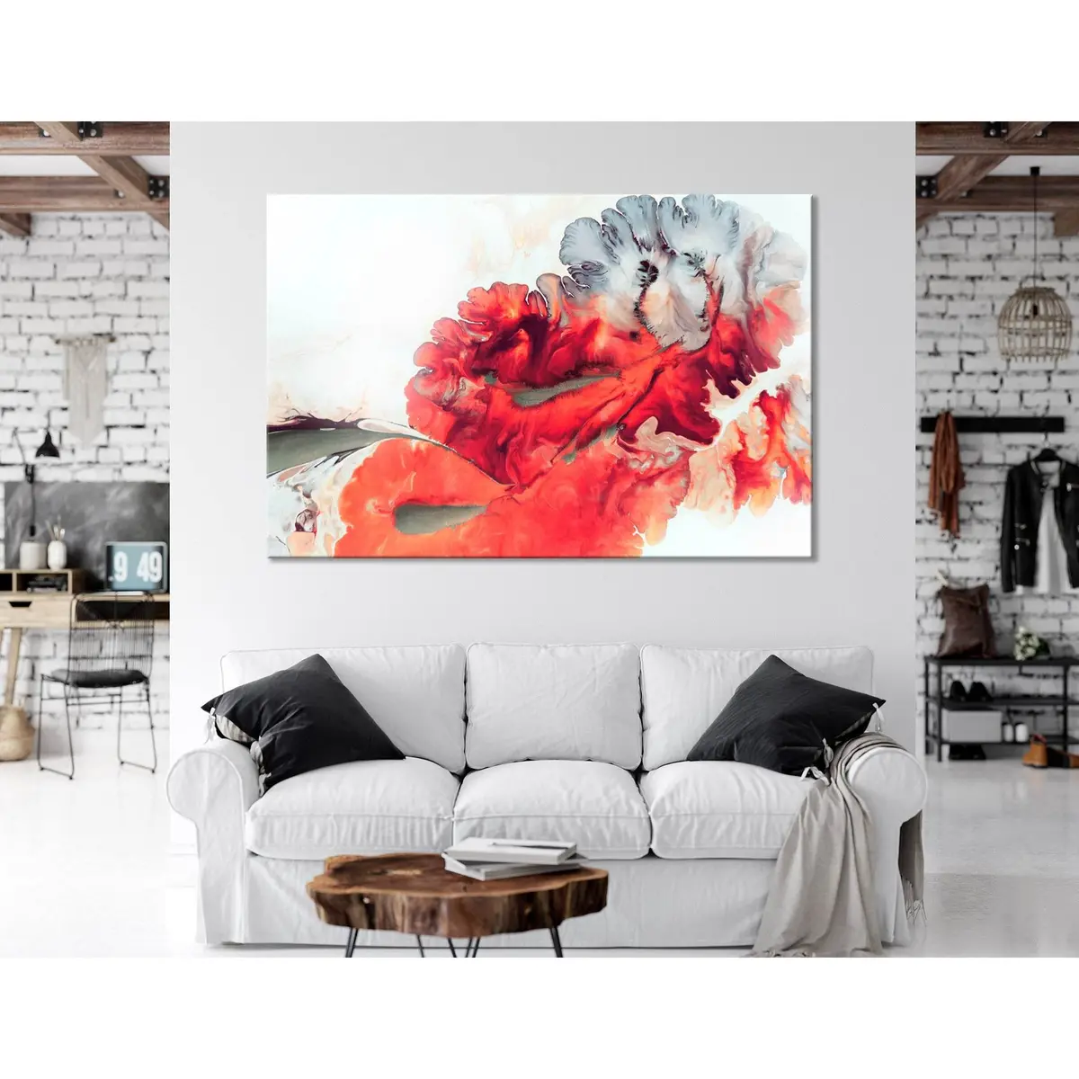 Bright Red Abstract №04385 Ready To Hang Canvas Print 3