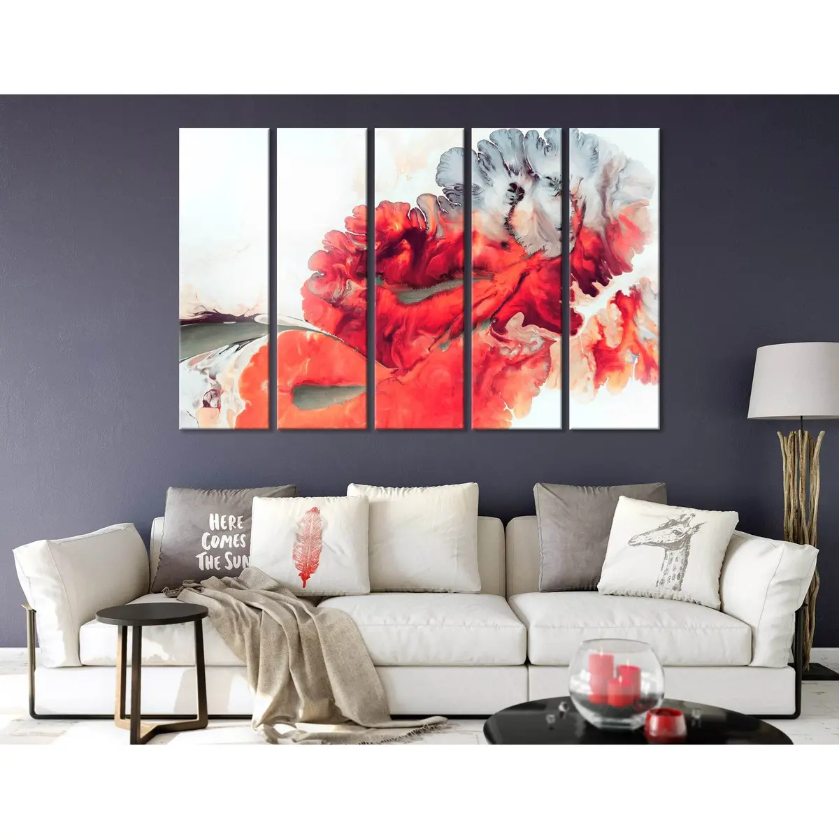 Vibrant Red Abstract Canvas Art Print #04385 – Pre-Stretched & Ready to Hang
