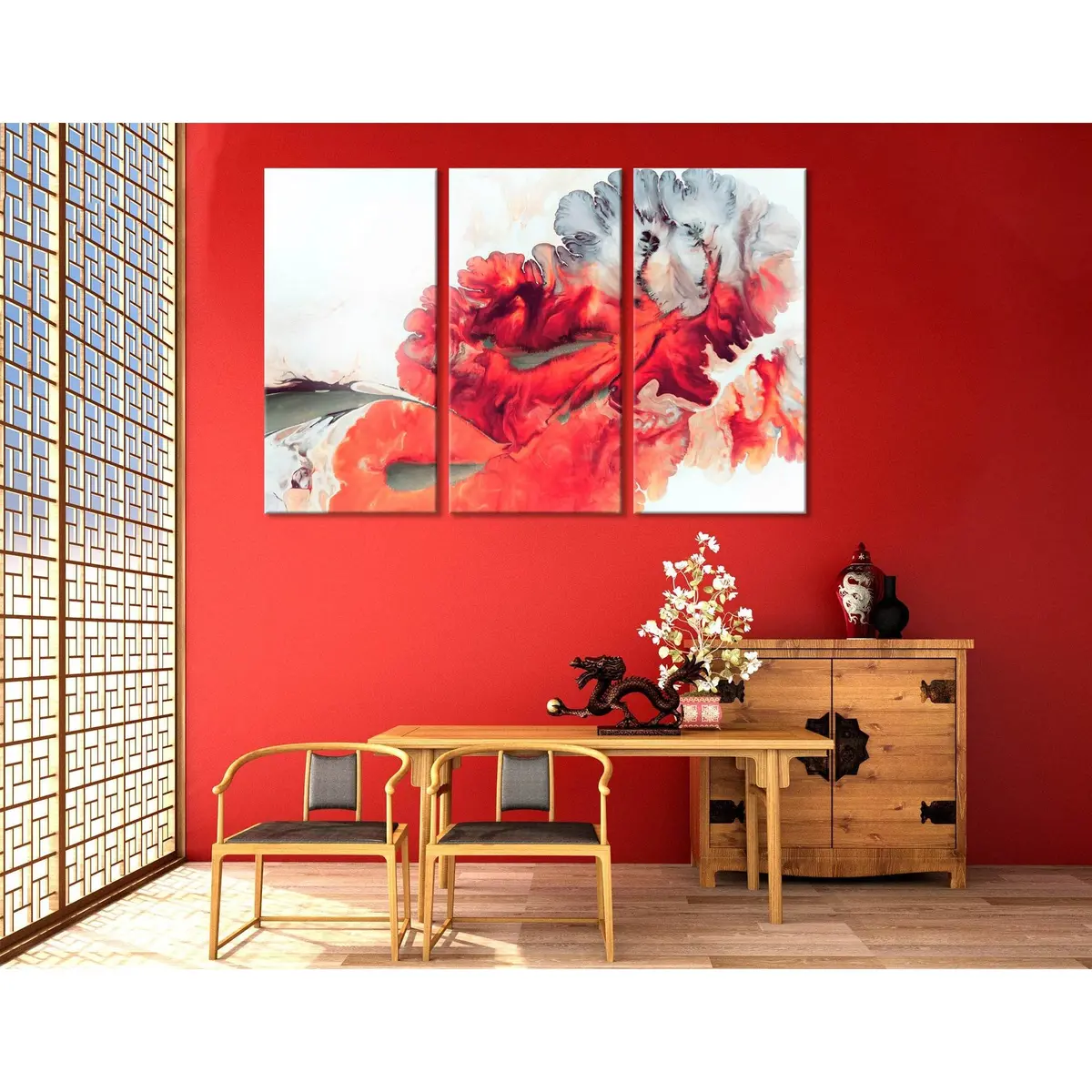 Bright Red Abstract №04385 Ready To Hang Canvas Print 5