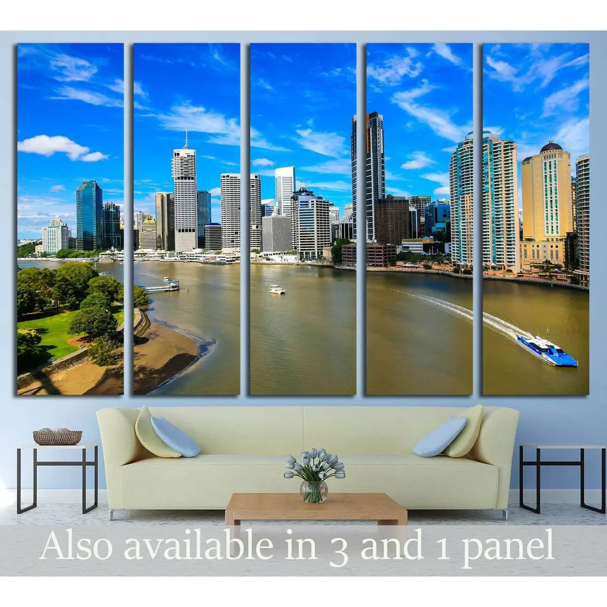 Brisbane River Cityscape Canvas Art Print №3008
