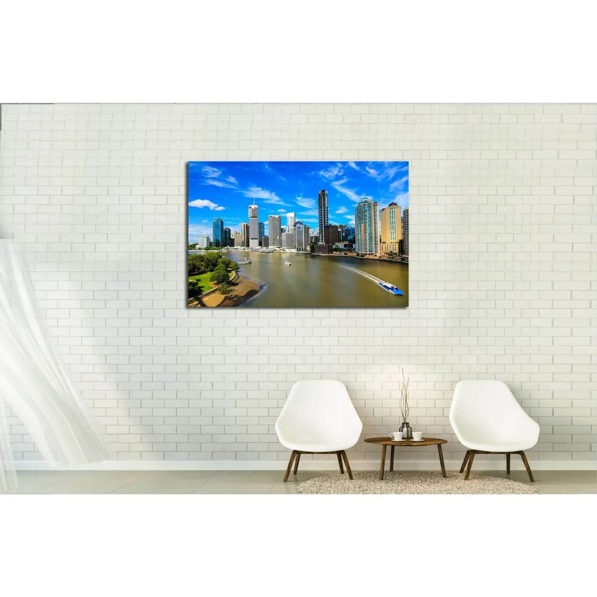 Brisbane River And City №3008 Ready To Hang Canvas Print 3