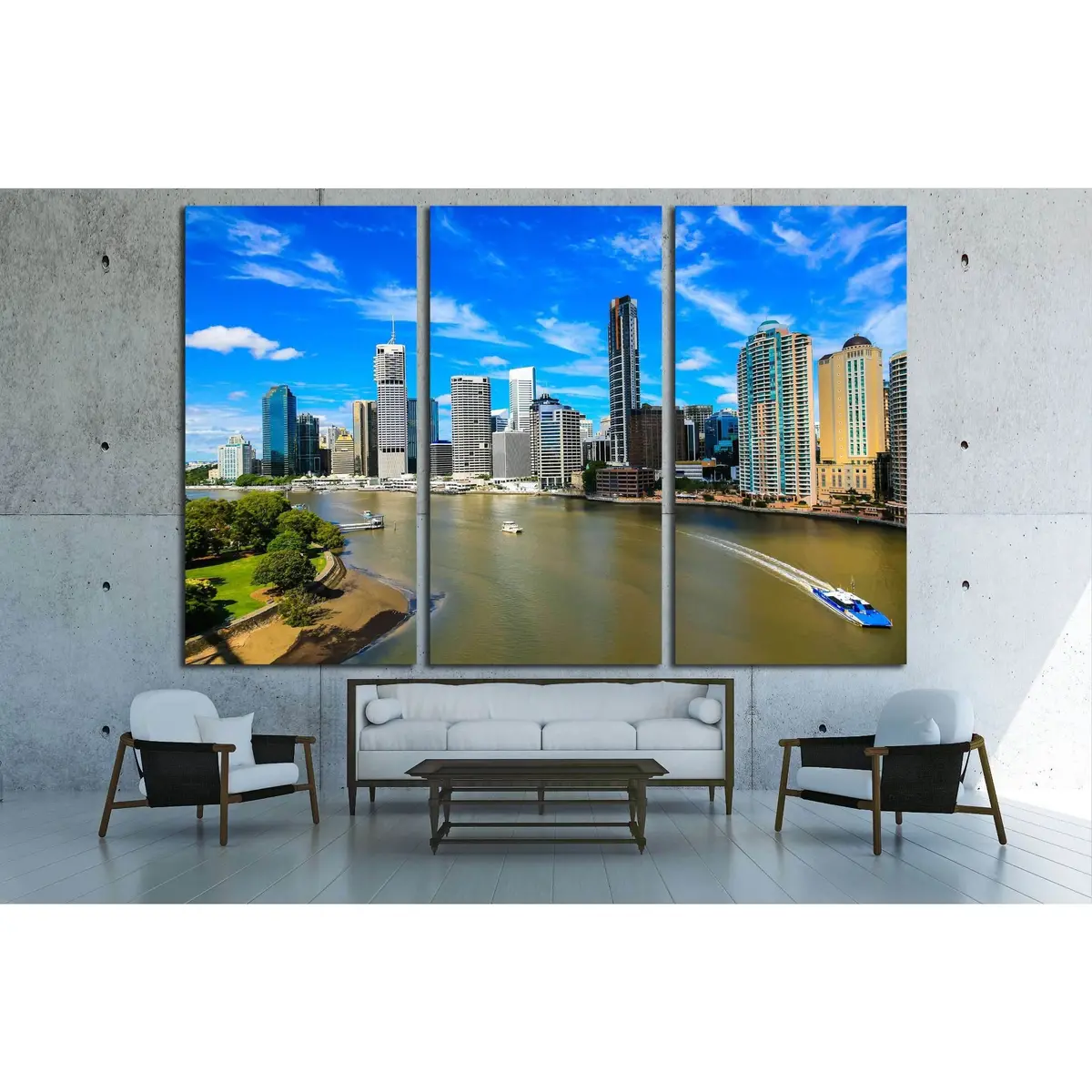 Brisbane River And City №3008 Ready To Hang Canvas Print 5