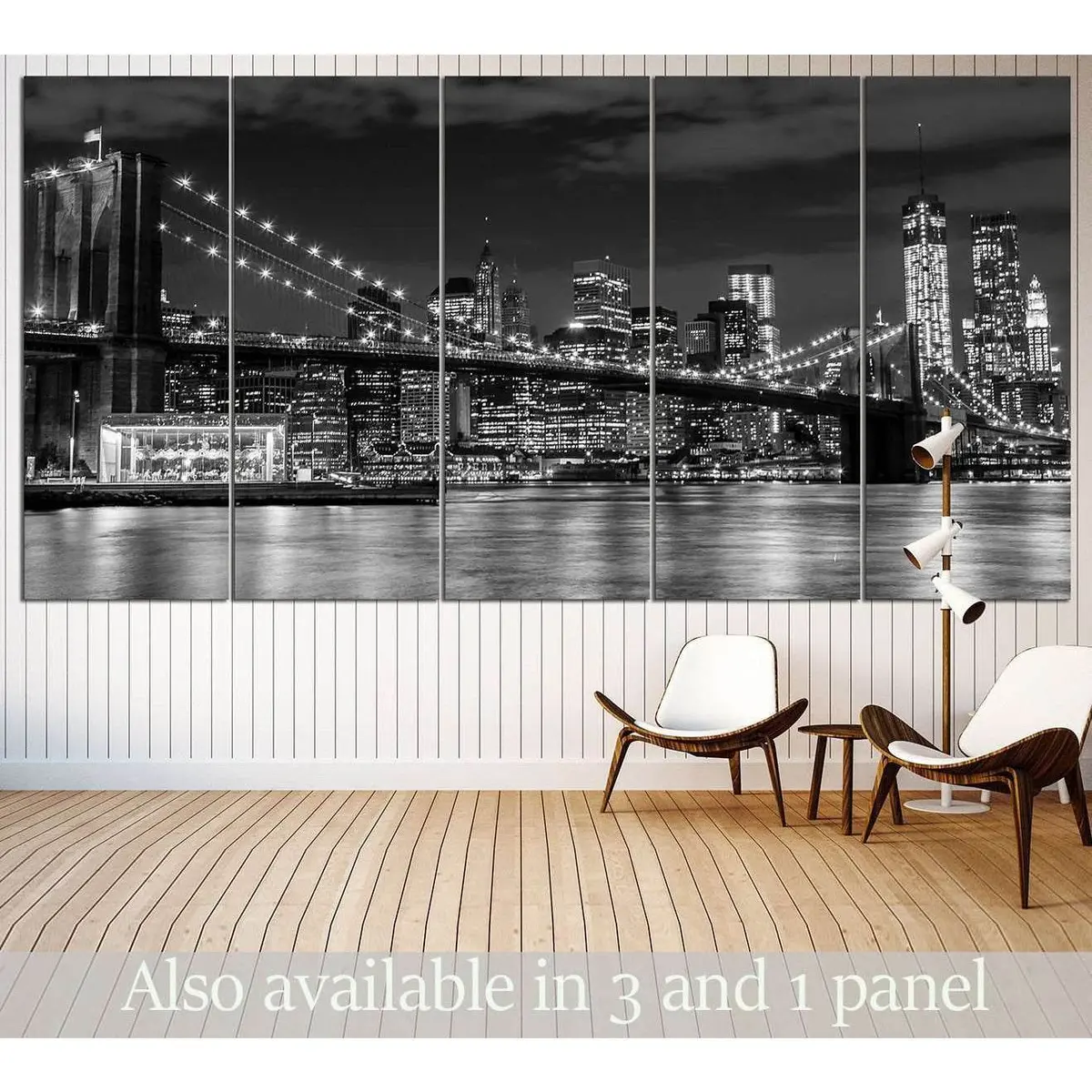 Contemporary Brooklyn Bridge Canvas Wall Art – Ready-to-Hang Print #3002