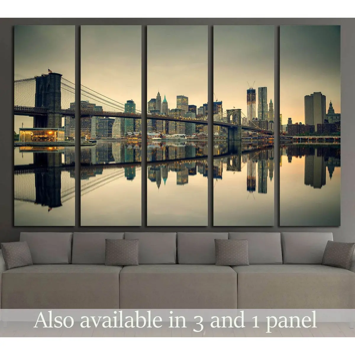 Brooklyn Bridge Sunset Over Manhattan Skyline — Ready-to-Hang Canvas Wall Art