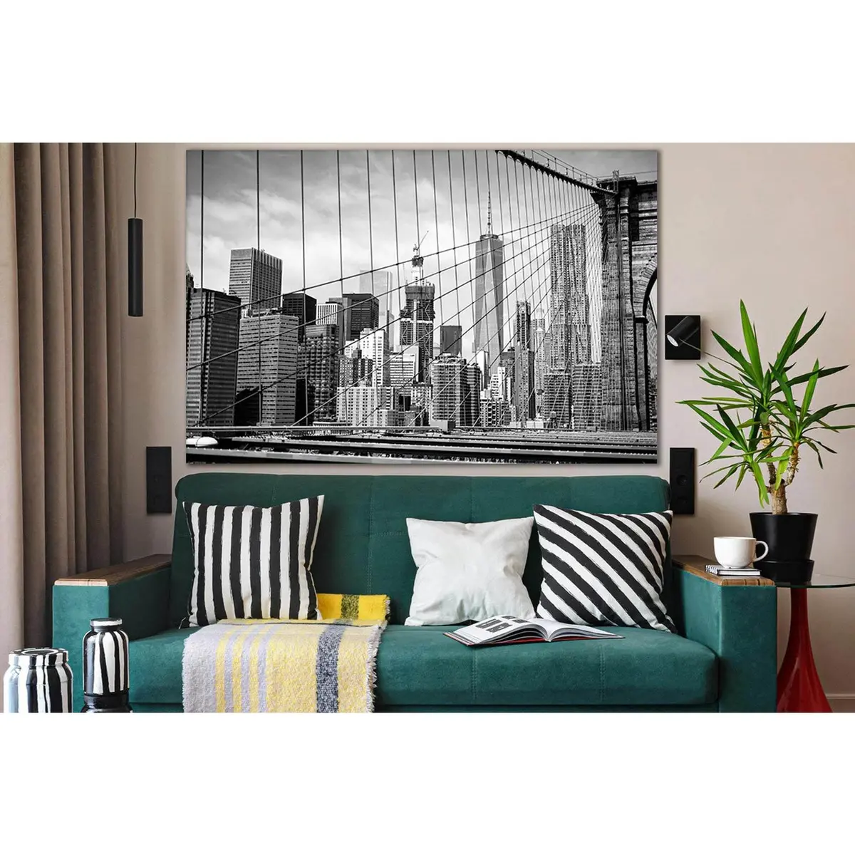 Brooklyn Bridge Black And White №Sl1133 Ready To Hang Canvas Print 2