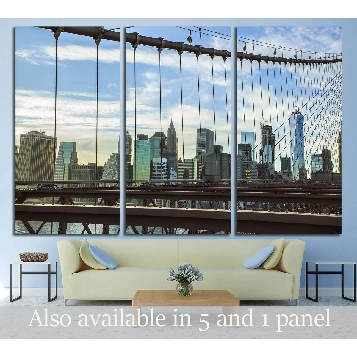 Brooklyn Bridge Wires With Manhattan Skyline Background №2954 Ready To Hang Canvas Print 5