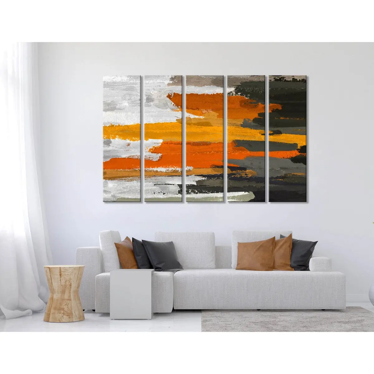 Modern Abstract Canvas Art in Brown, Gray, and Orange – Ready-to-Hang Wall Decor - Image 3