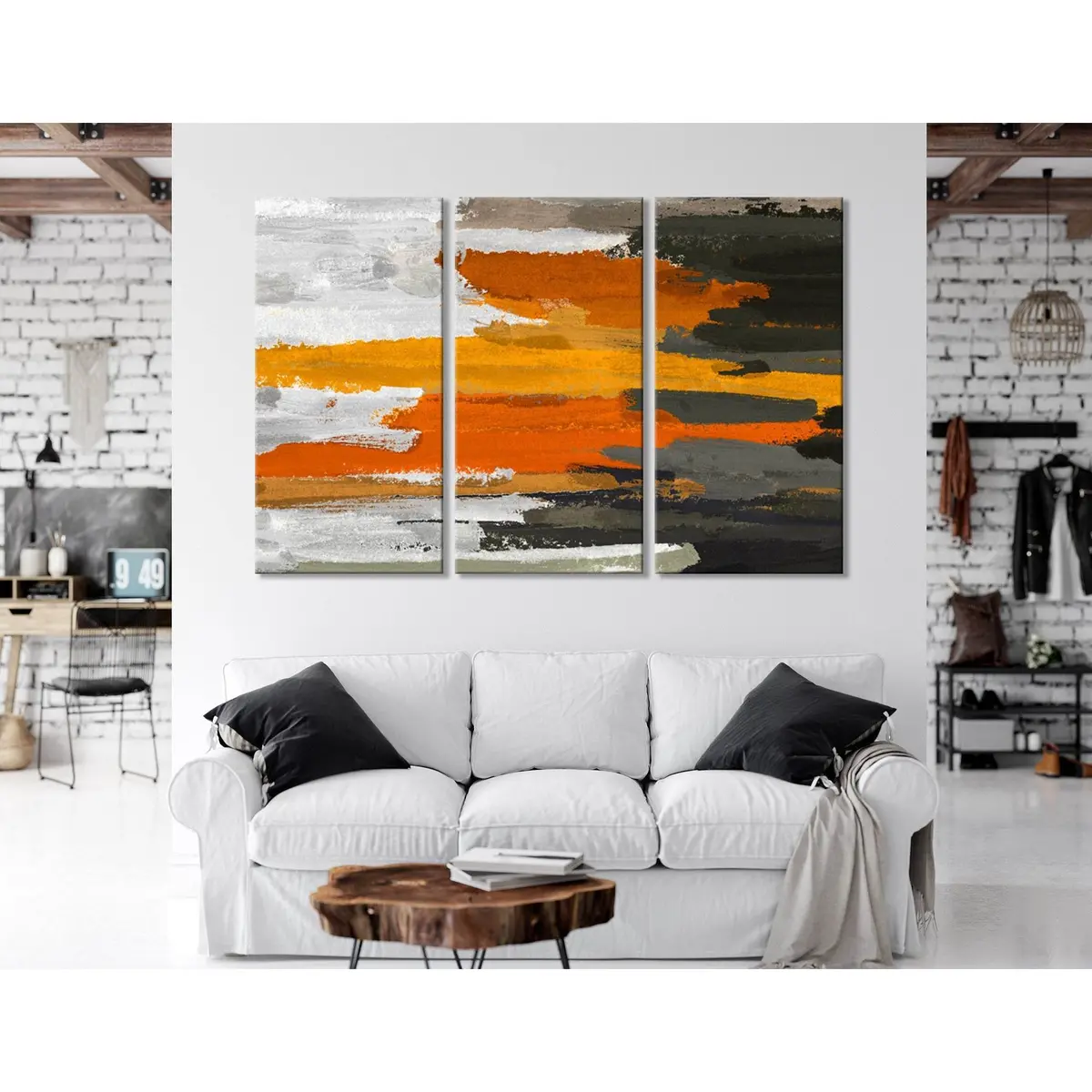 Brown, Gray And Orange Abstract №04365 Ready To Hang Canvas Print 5