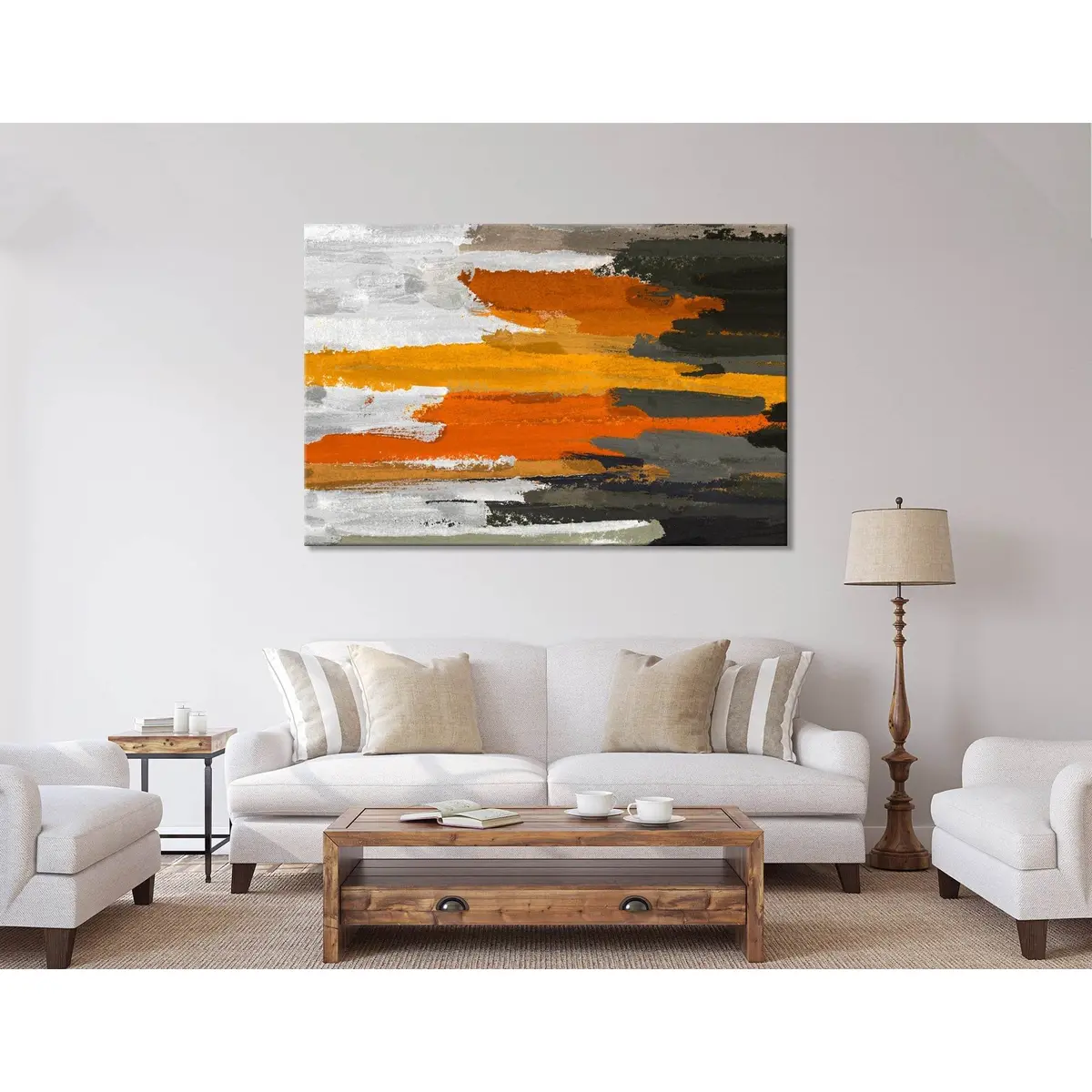 Brown, Gray And Orange Abstract №04365 Ready To Hang Canvas Print 3
