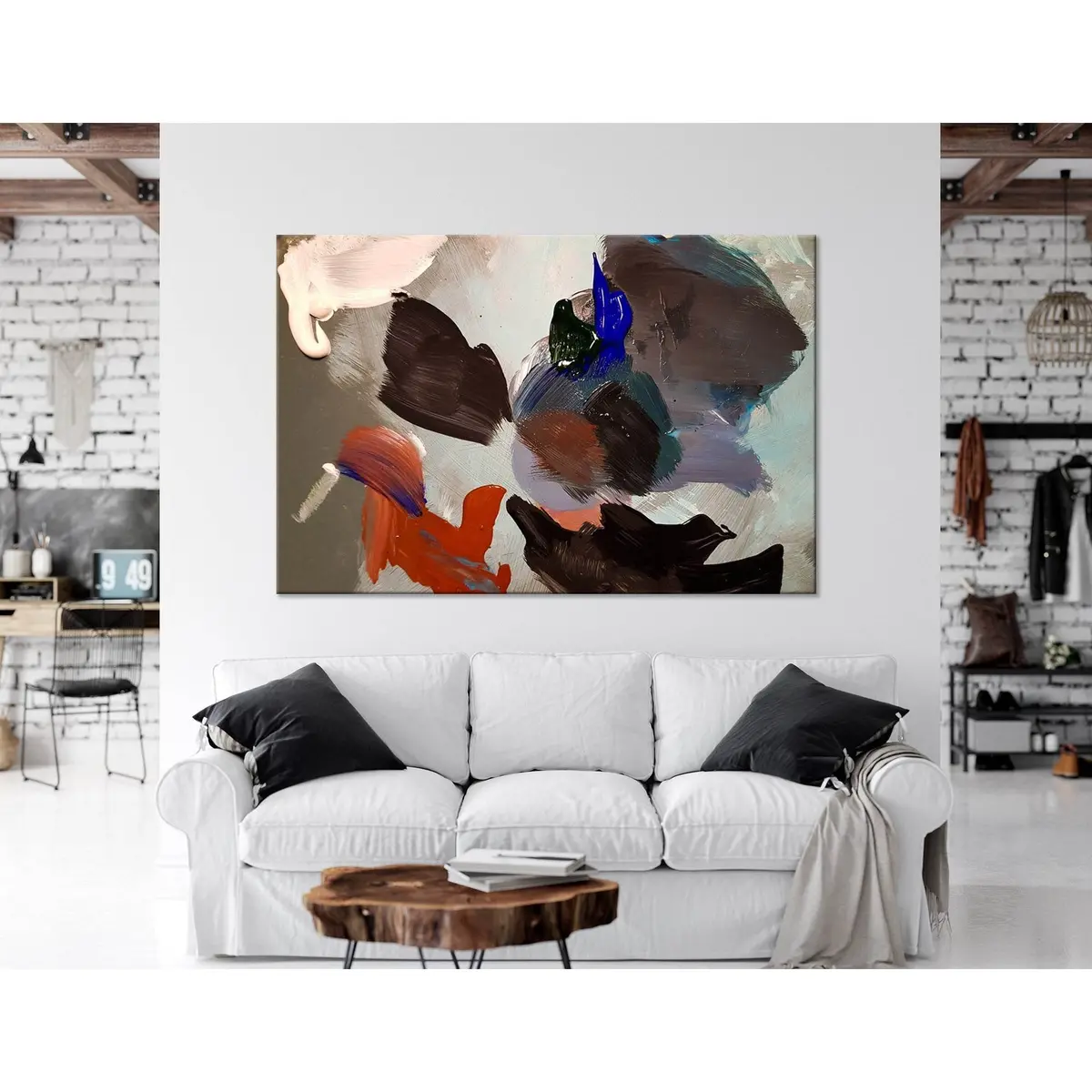 Brown, Red, Gray Abstract №04261 Ready To Hang Canvas Print 3