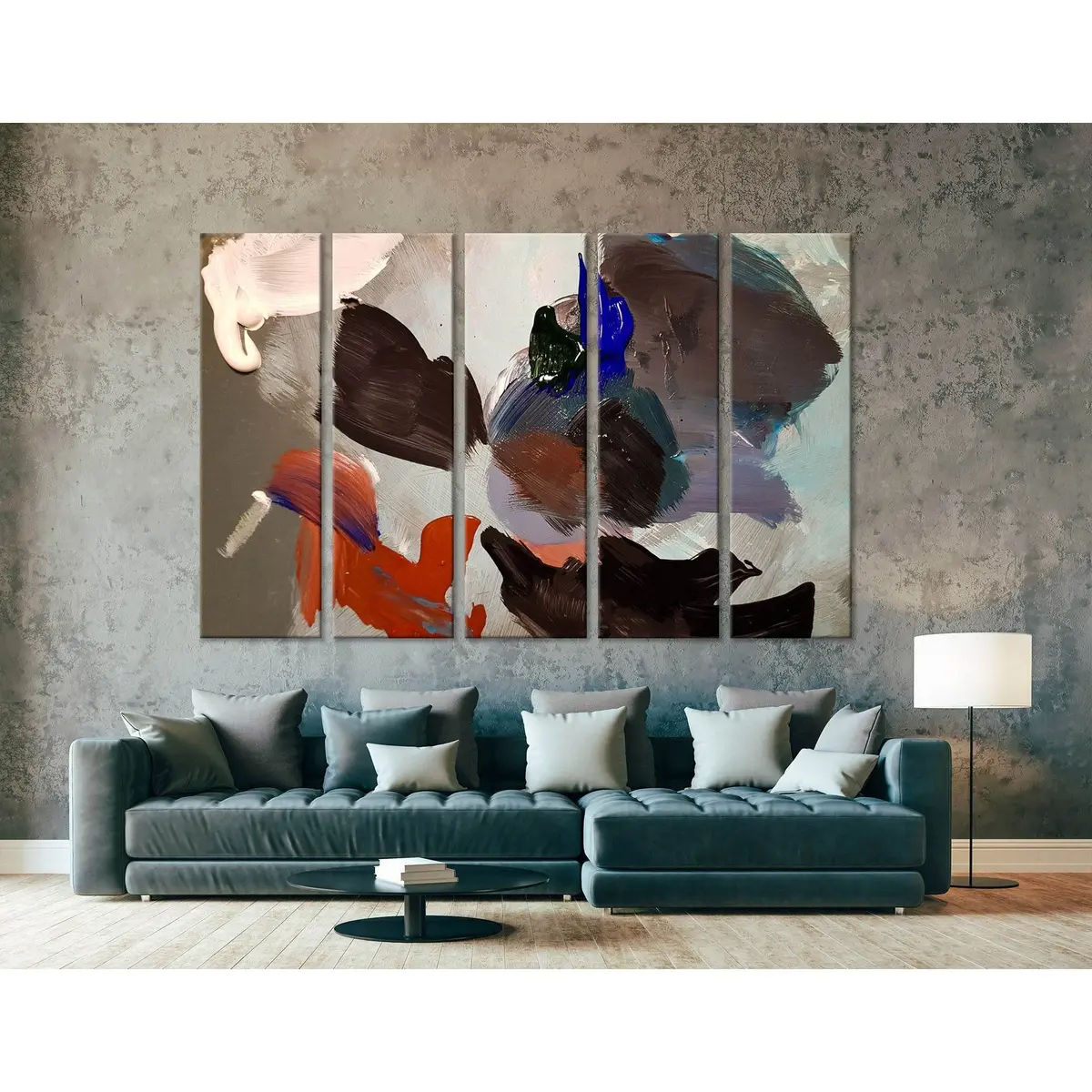 Contemporary Brown, Red & Gray Abstract Canvas Art Print №04261 – Ready-to-Hang Wall Decor