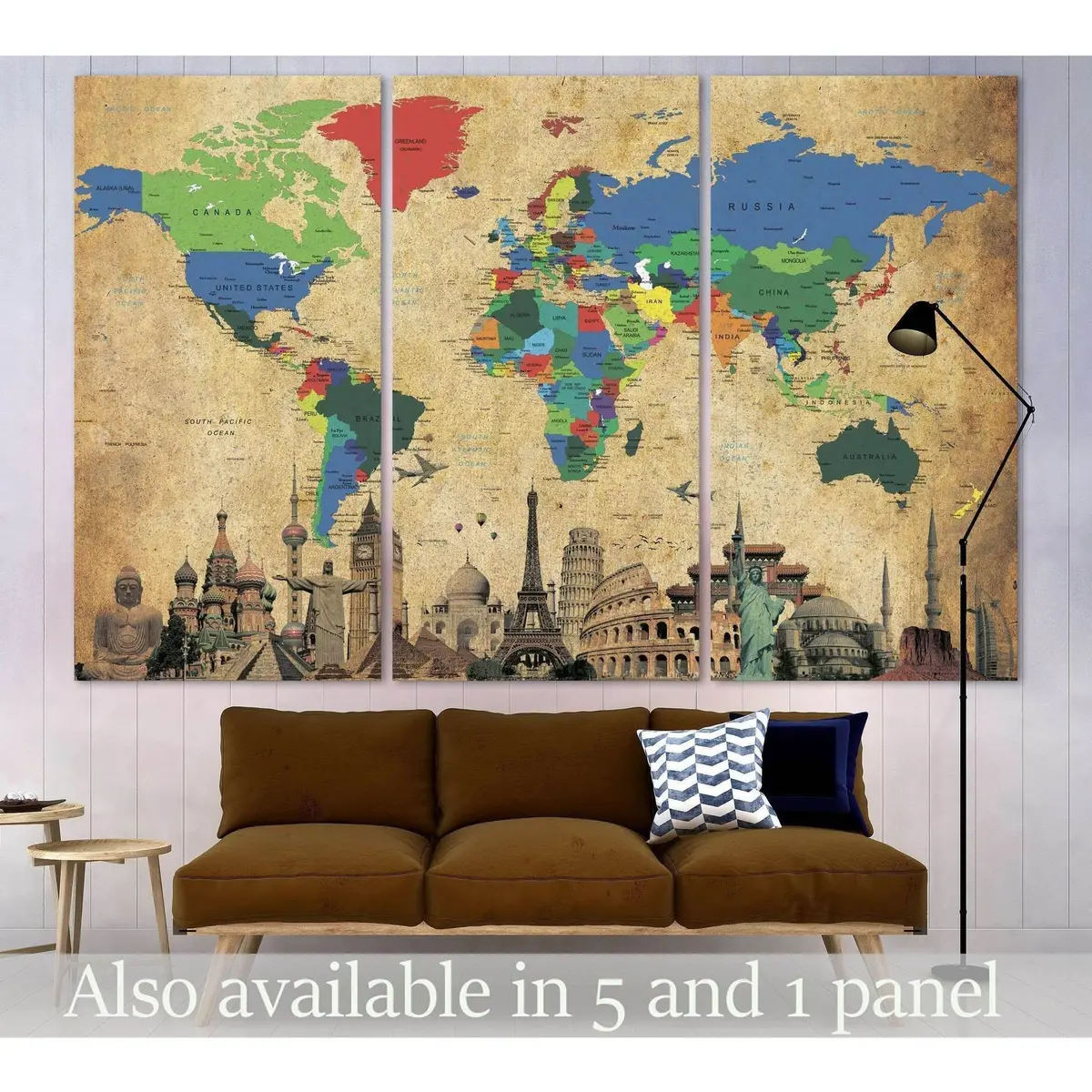Brown World Map №3027 Ready To Hang Canvas Print 5