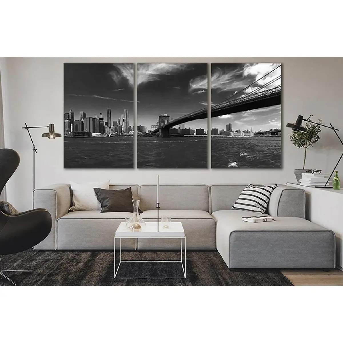 Bruklin Bridge Black And White №Sl841 Ready To Hang Canvas Print 5