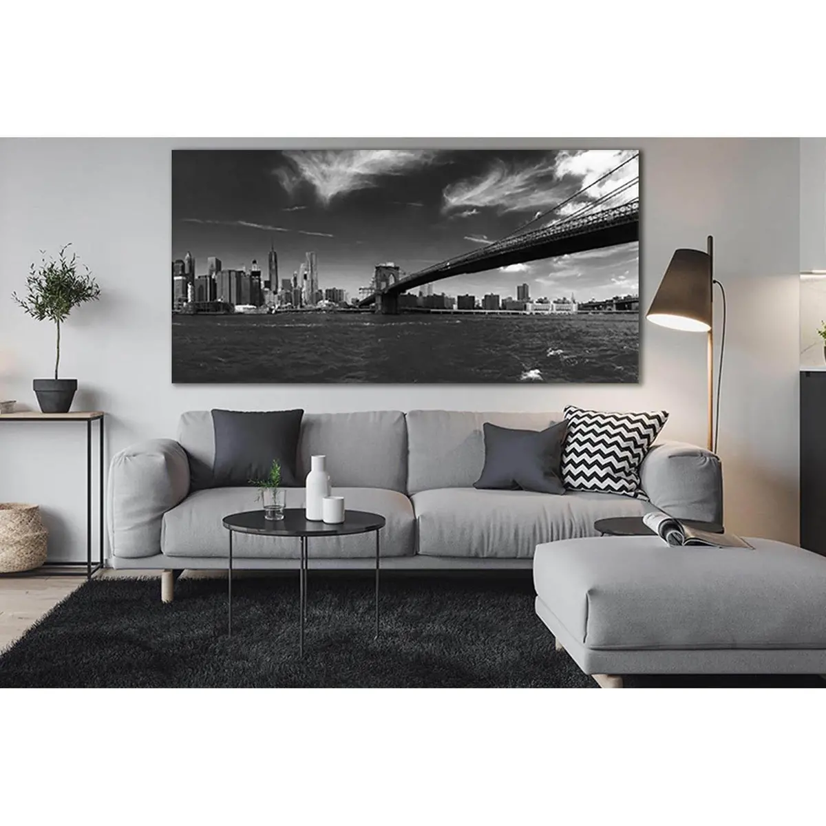 Bruklin Bridge Black And White №Sl841 Ready To Hang Canvas Print 2