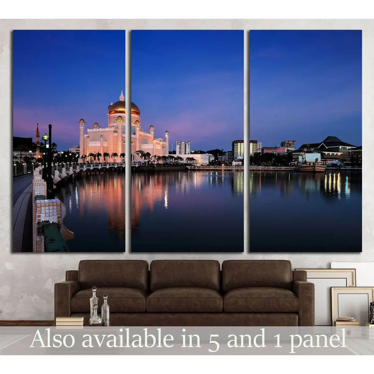 Brunei's Capital Bandar Seri Begawan Is Sultan Omar Ali Saifuddien Mosque №1749 Ready To Hang Canvas Print 5