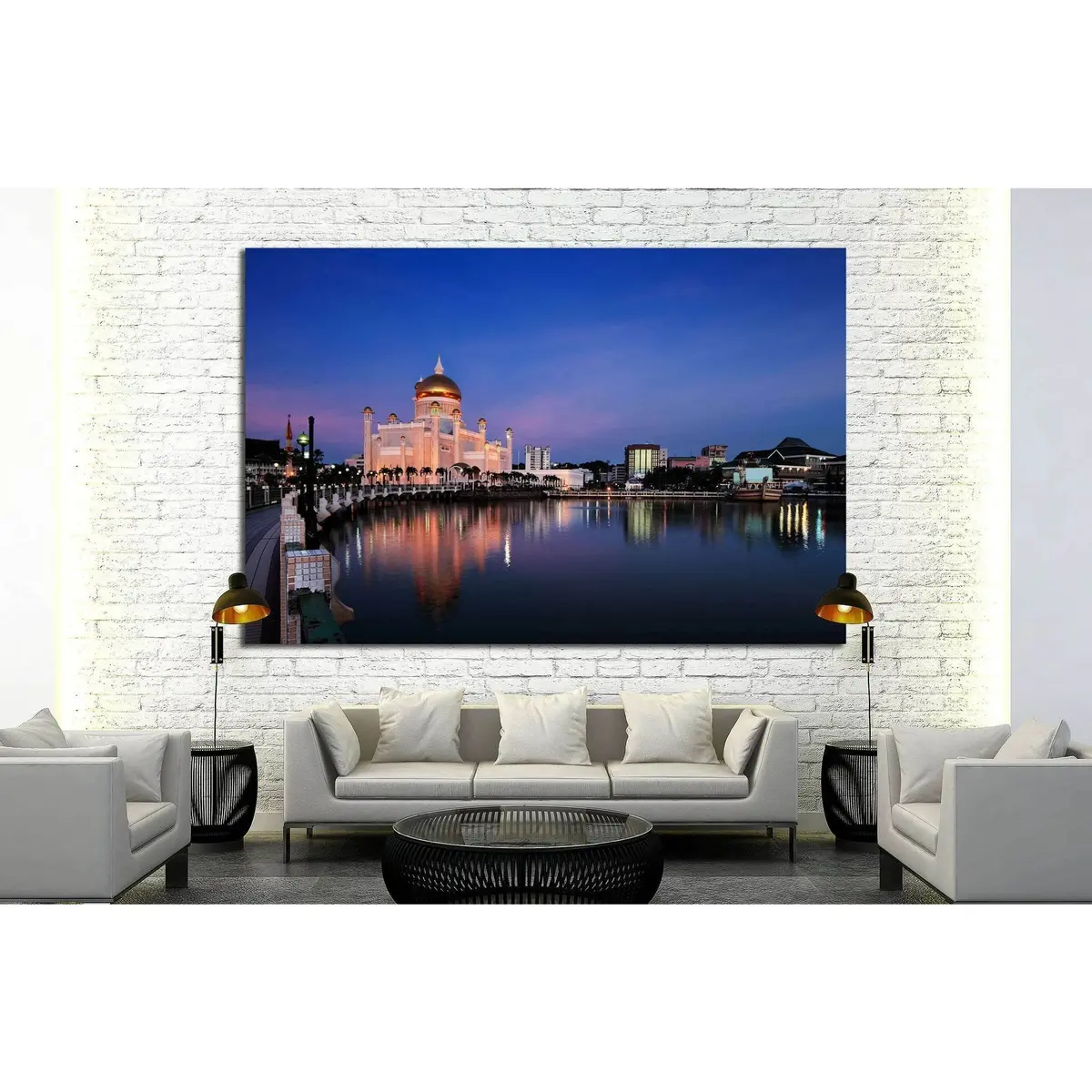 Brunei's Capital Bandar Seri Begawan Is Sultan Omar Ali Saifuddien Mosque №1749 Ready To Hang Canvas Print 2