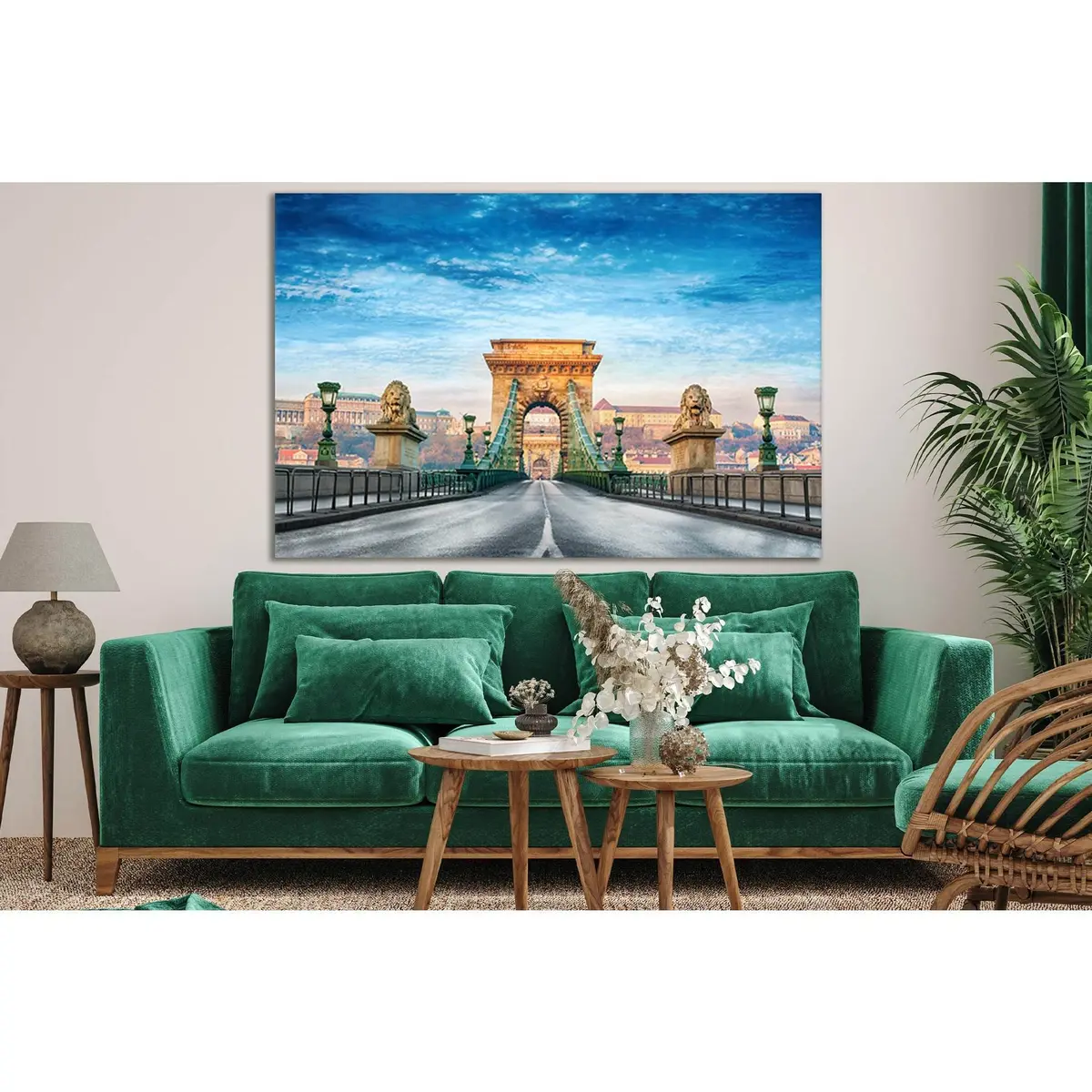 Budapest Hungary Chain Bridge №Sl1131 Ready To Hang Canvas Print 2