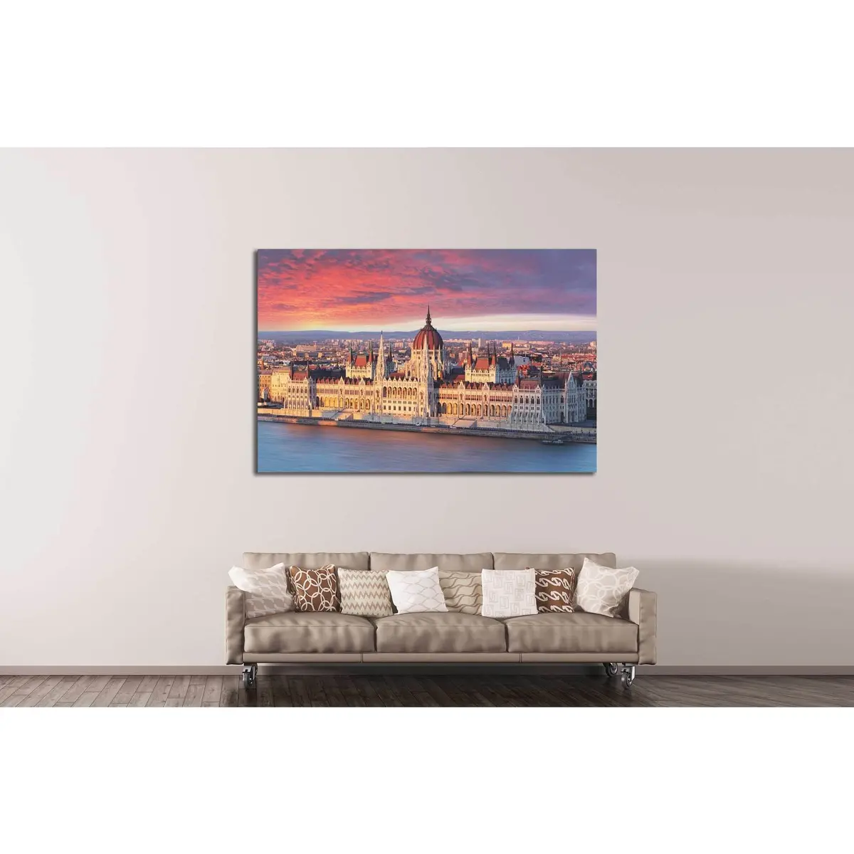 Budapest Parliament At Dramatic Sunrise №1136 Ready To Hang Canvas Print 3