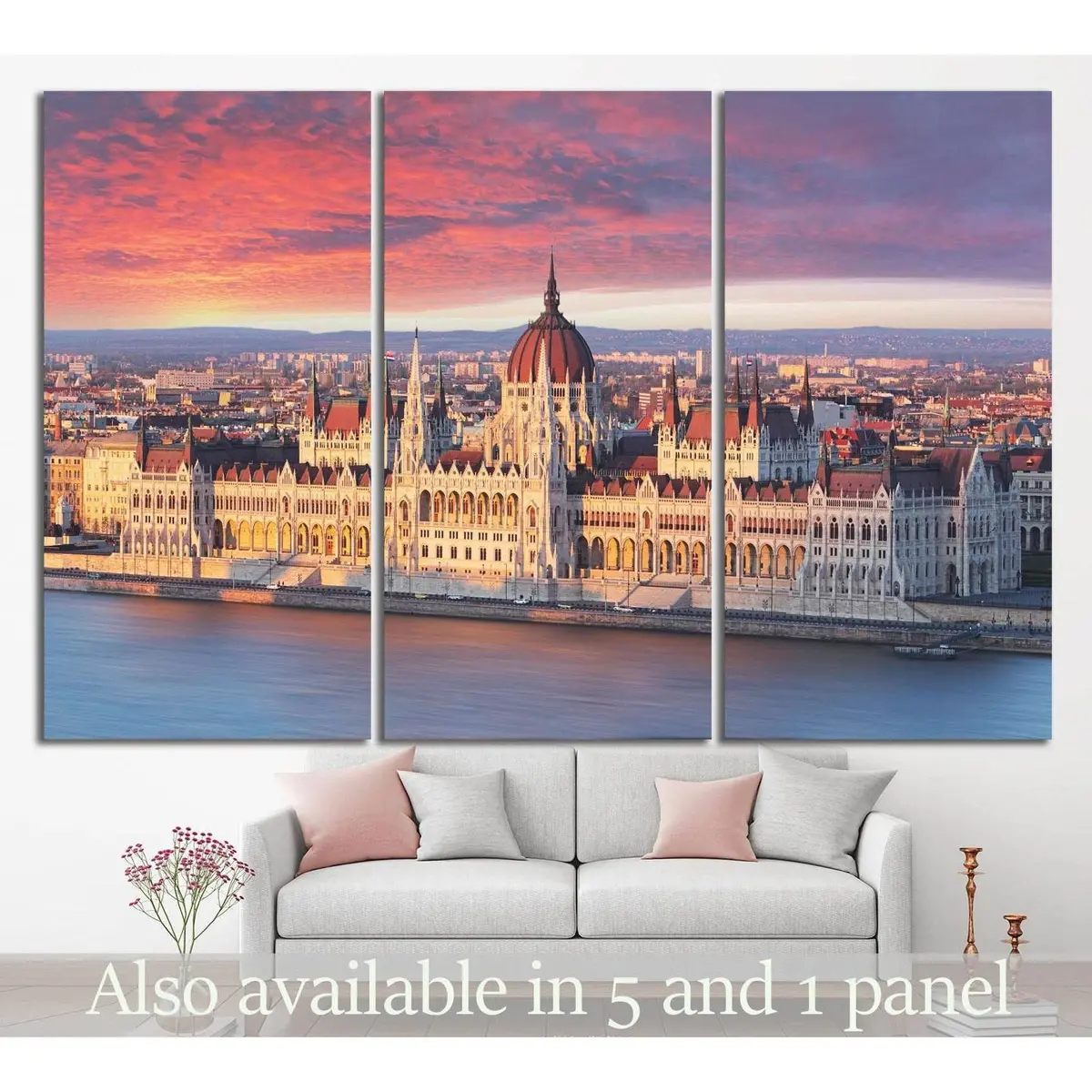Budapest Parliament At Dramatic Sunrise №1136 Ready To Hang Canvas Print 5