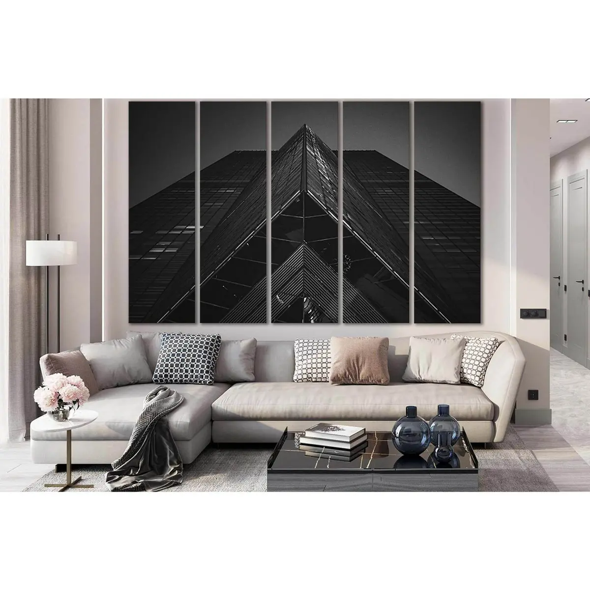 Premium Black & White Architectural Canvas Art №SL1404 – Ready-to-Hang Wall Decor