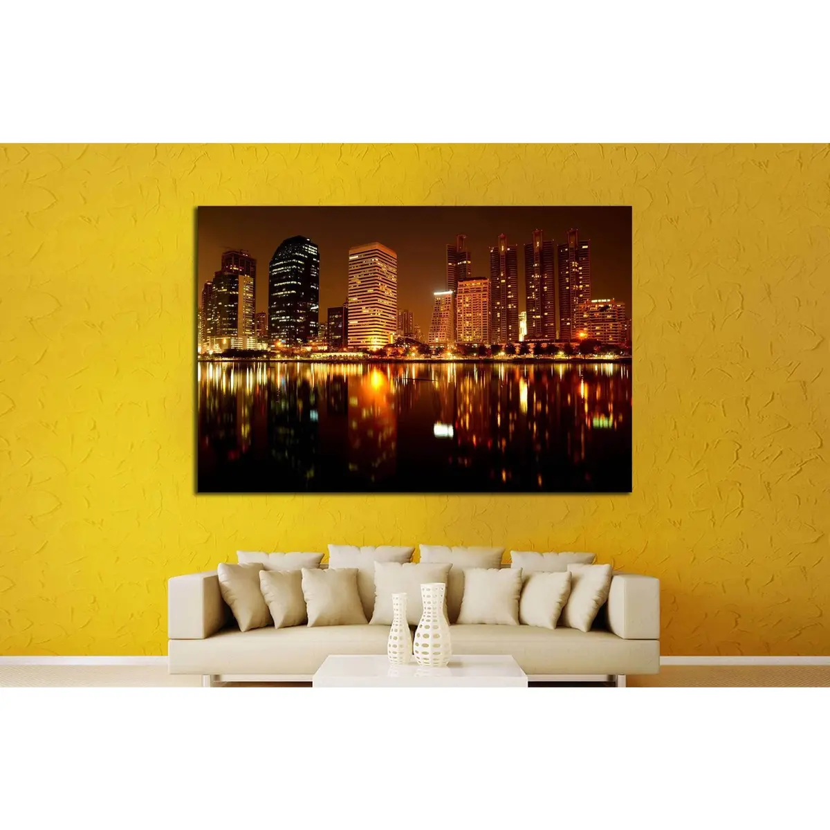 Building At Night №1429 Ready To Hang Canvas Print 2