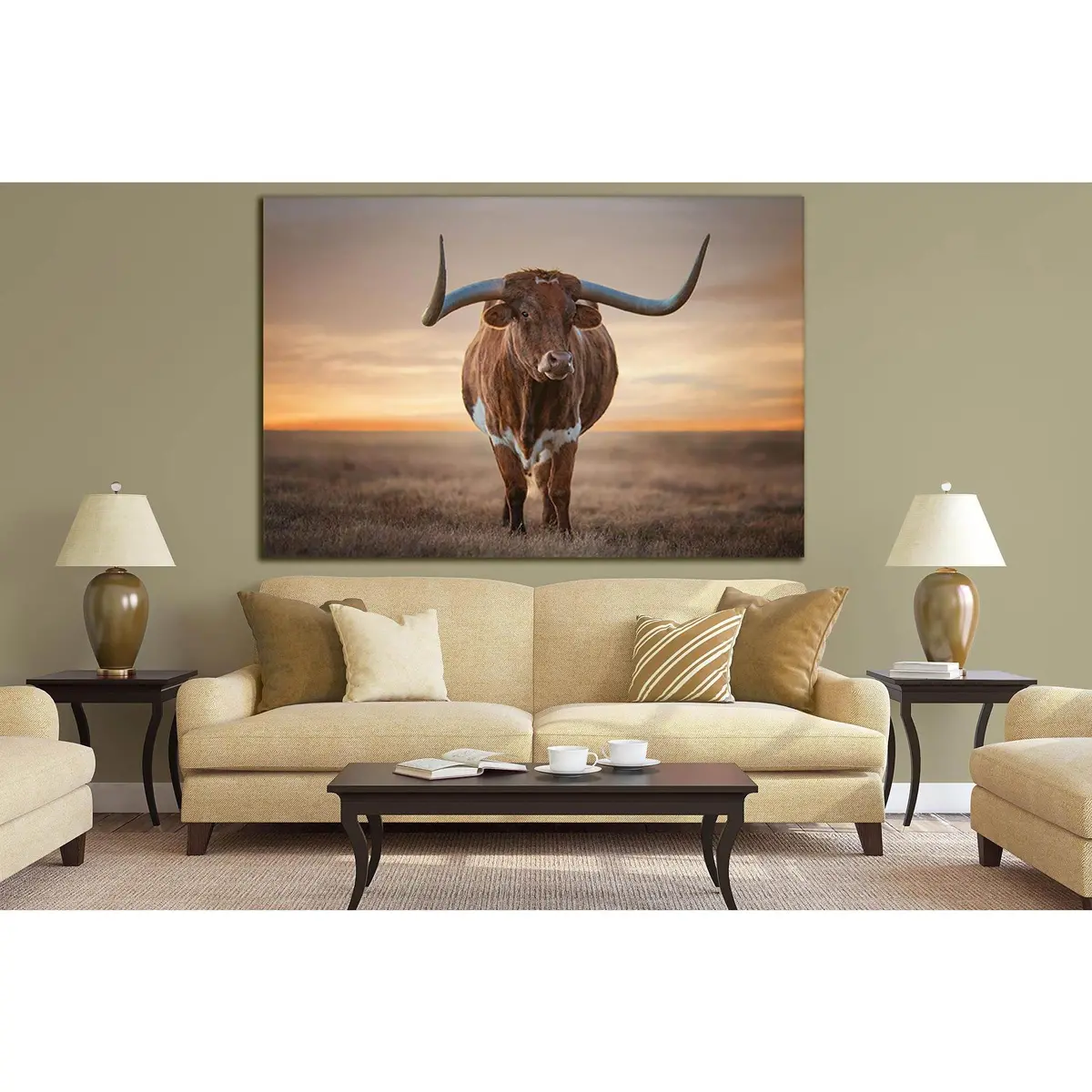 Bull With Big Horns №Sl1041 Ready To Hang Canvas Print 1