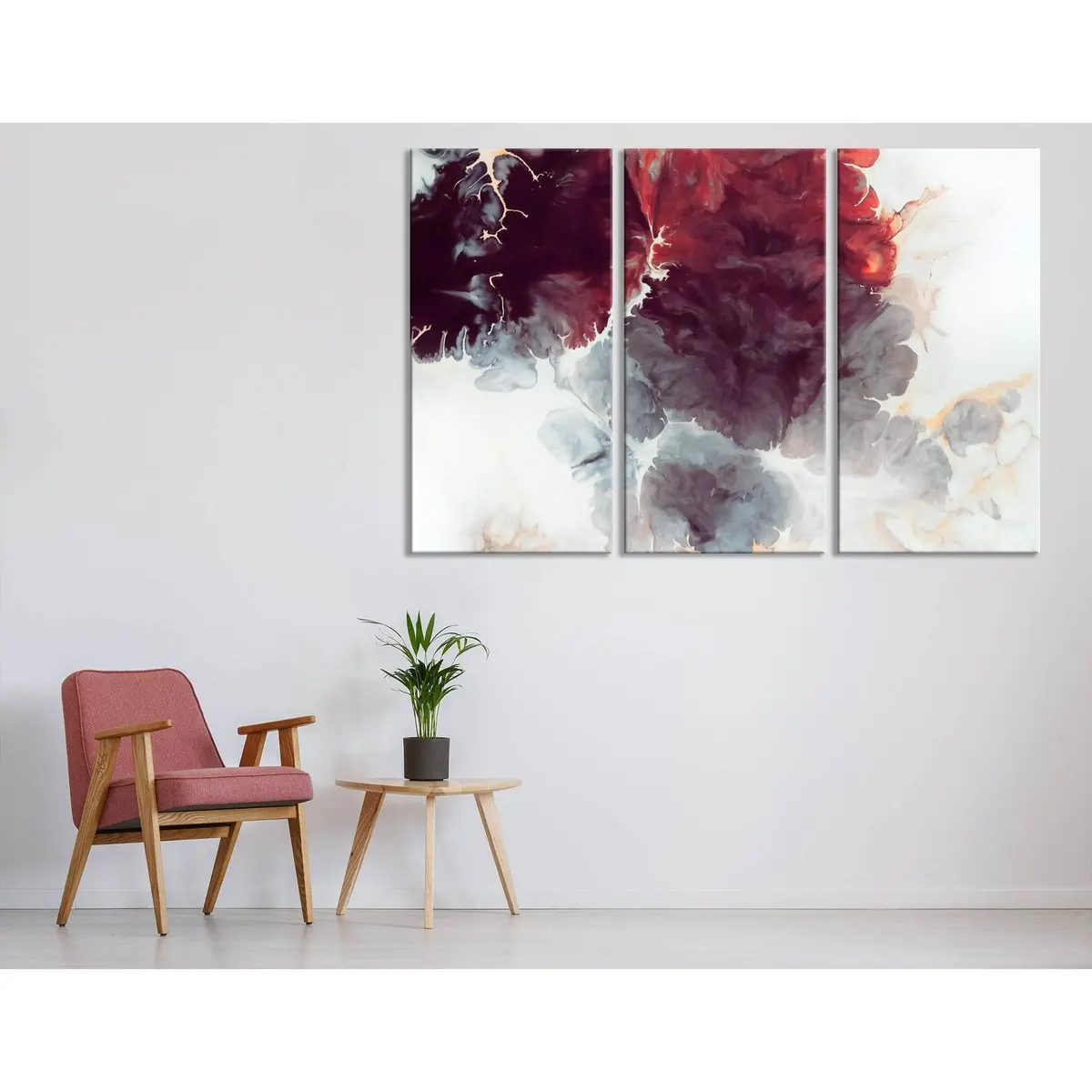 Burgundy Flowers Abstract №04413 Ready To Hang Canvas Print 5