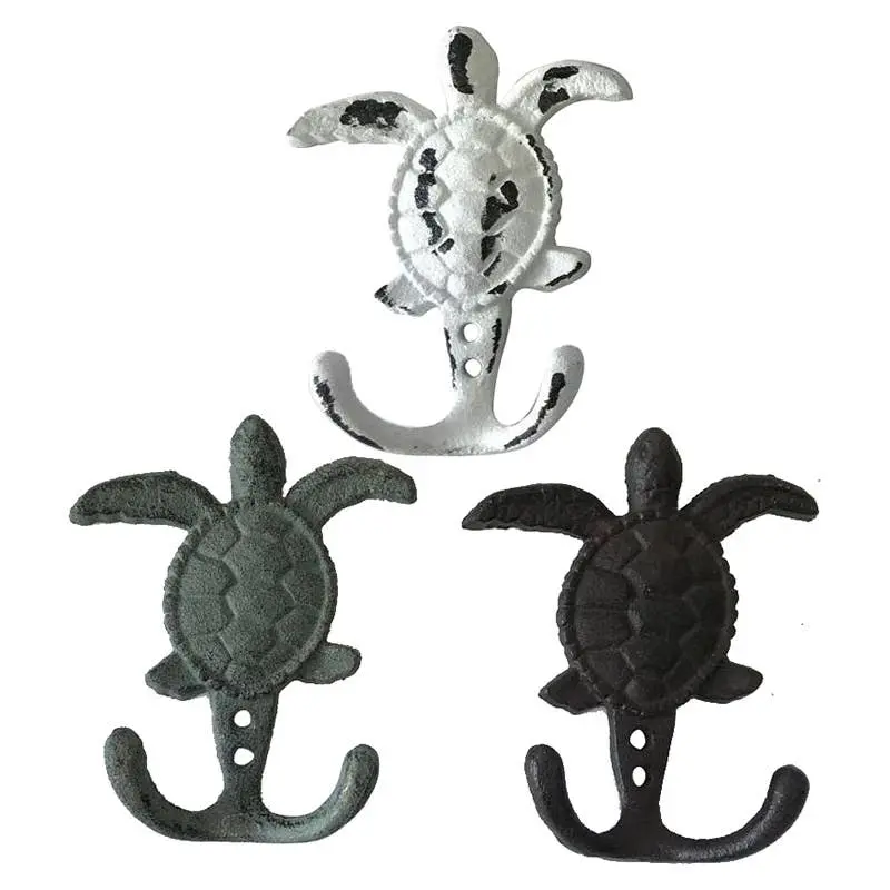 Cb Home Cast Iron Distressed Sea Turtle Wall Hooks - 4.75" 1