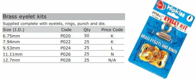 Hipkiss Eyelet Kits 6.75M 1