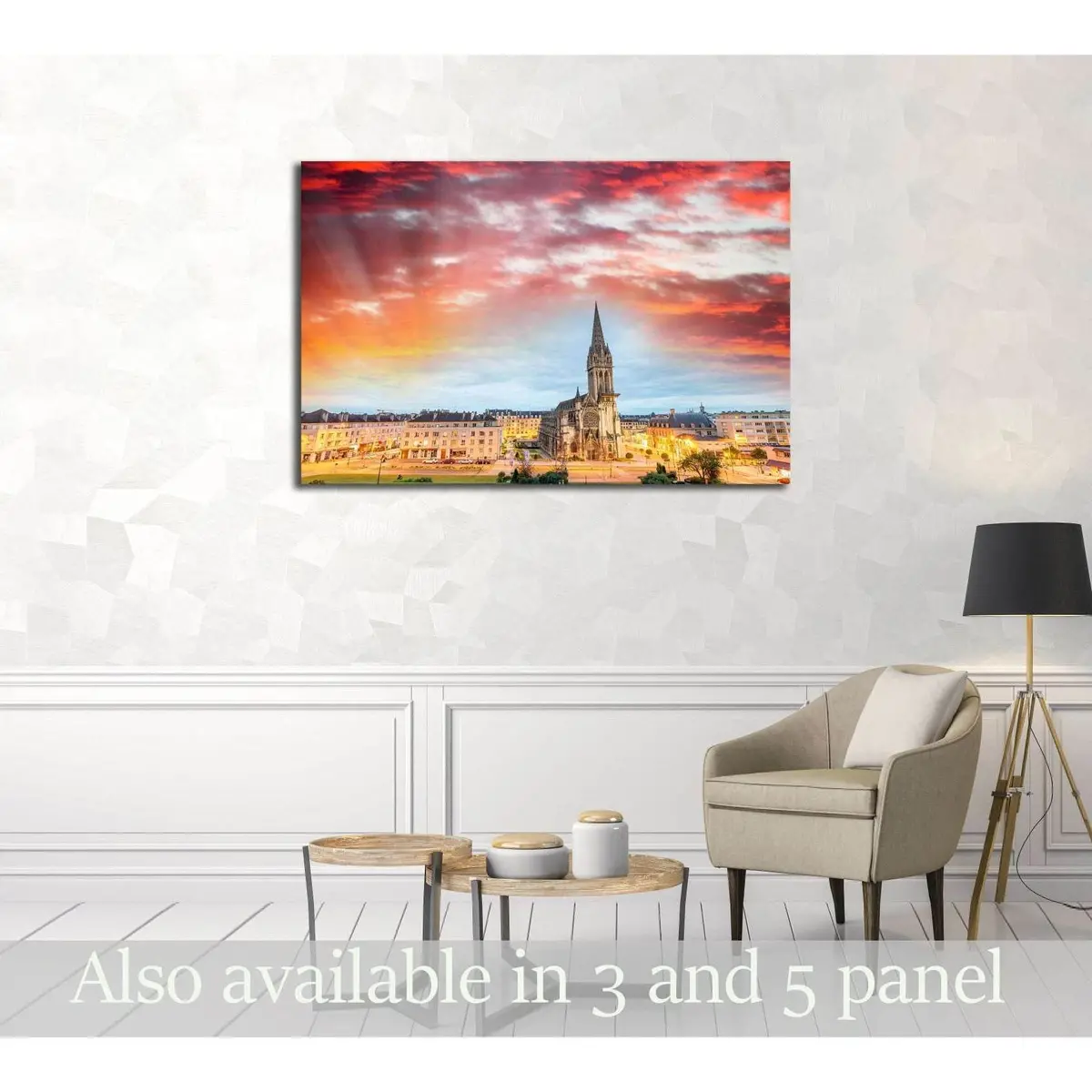 Caen Wonderful Sunset Skyline. №3057 Ready To Hang Canvas Print 1