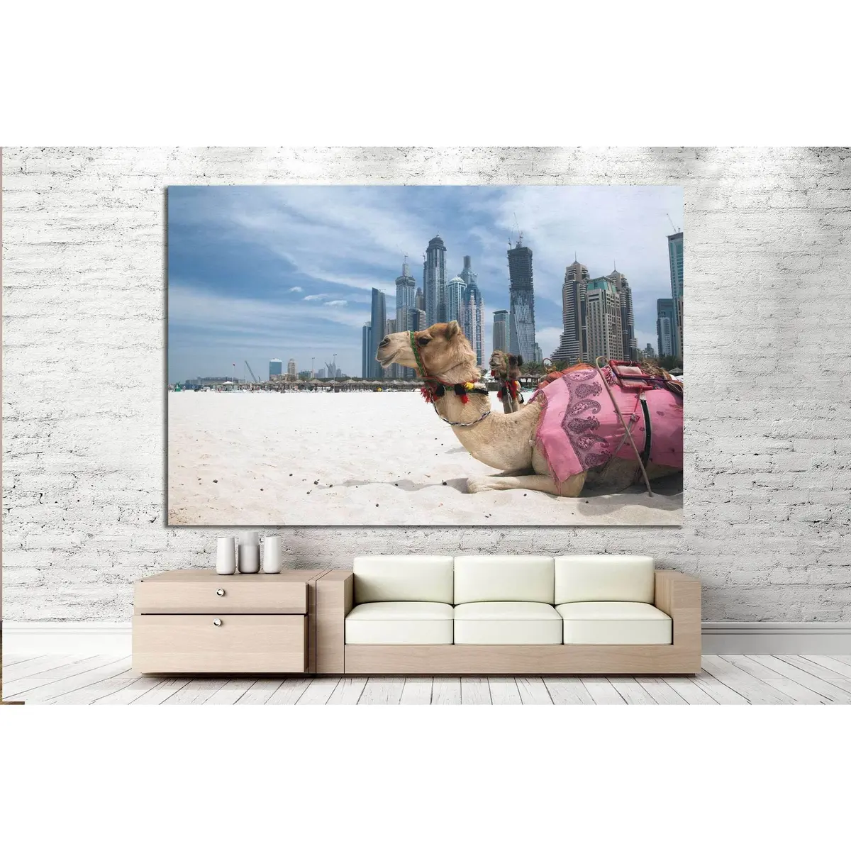 Camel At The Urban Background Of Dubai №1135 Ready To Hang Canvas Print 3